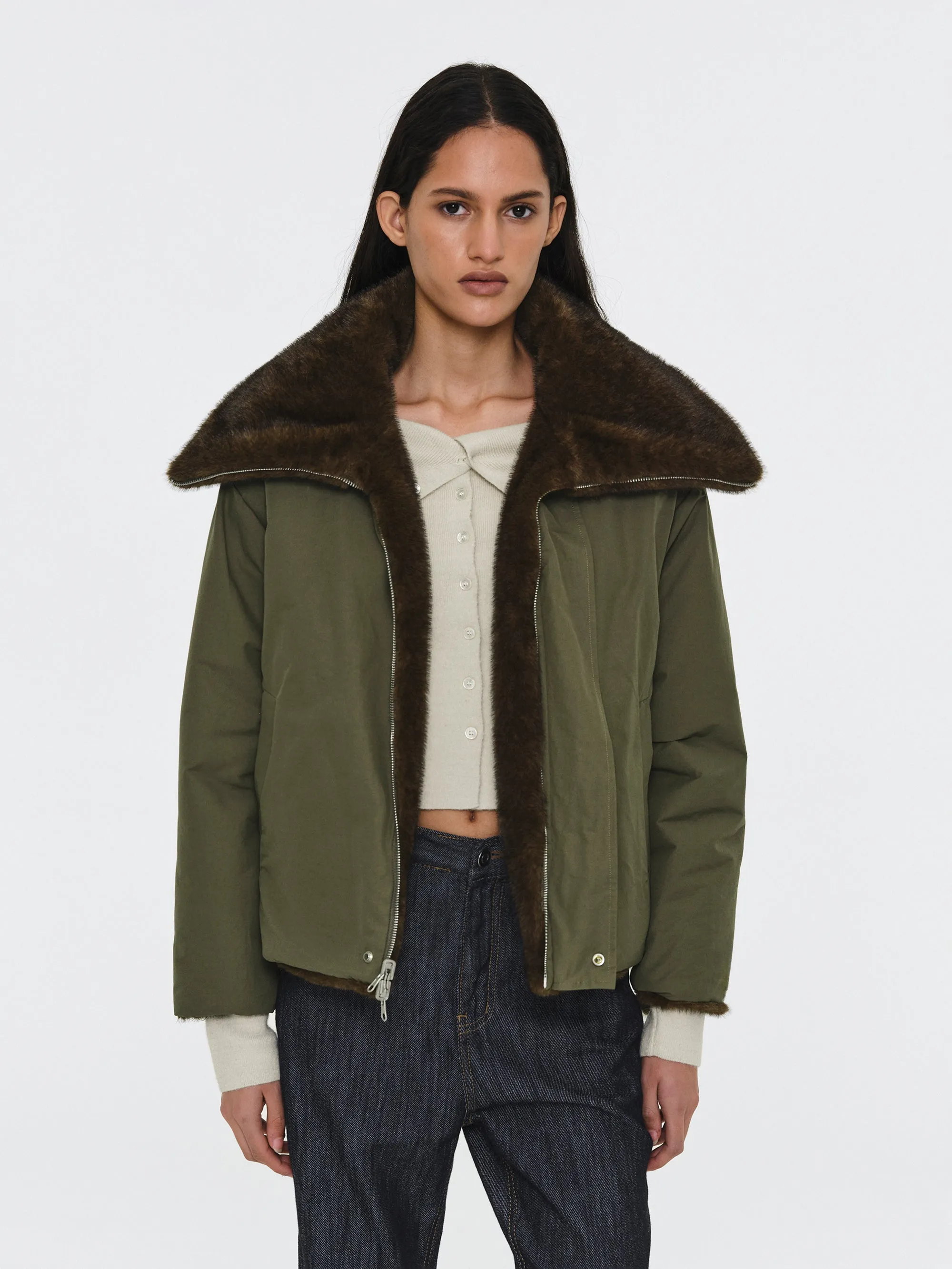 Reversible Faux-Fur Jacket, Brown sold by Source Unknown