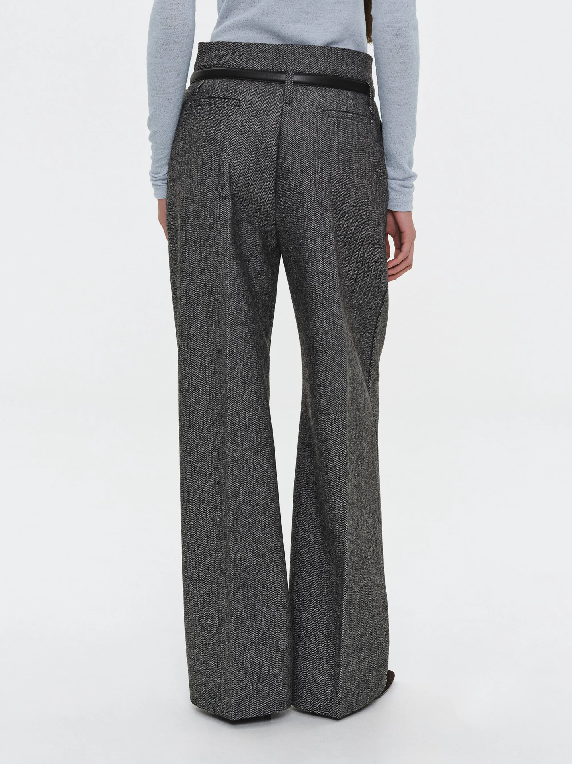 Belted Herringbone Trousers, Black sold by Source Unknown product image thumbnail 5