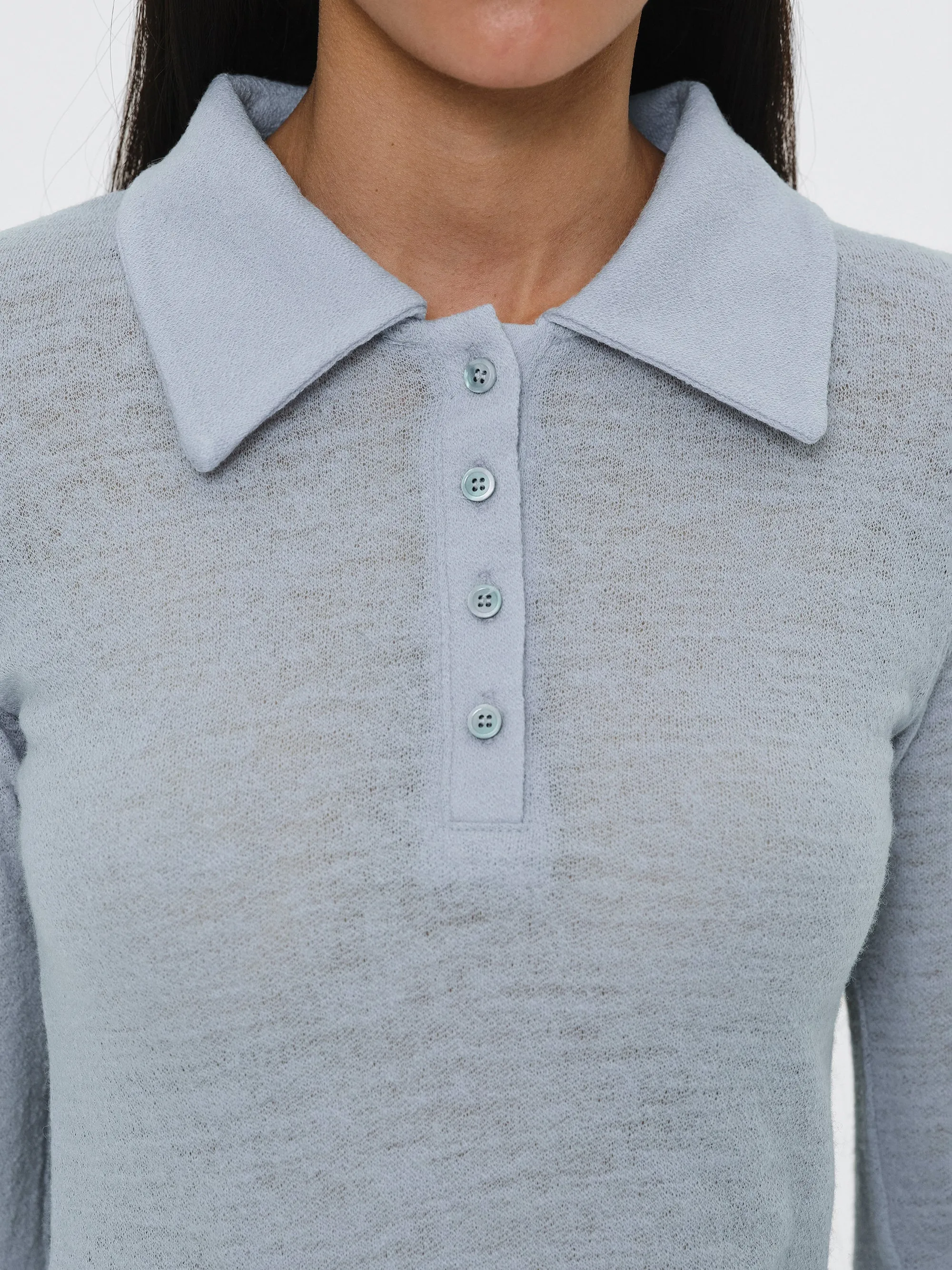 Semi-Sheer Wool Polo, Pale Blue sold by Source Unknown product image thumbnail 2