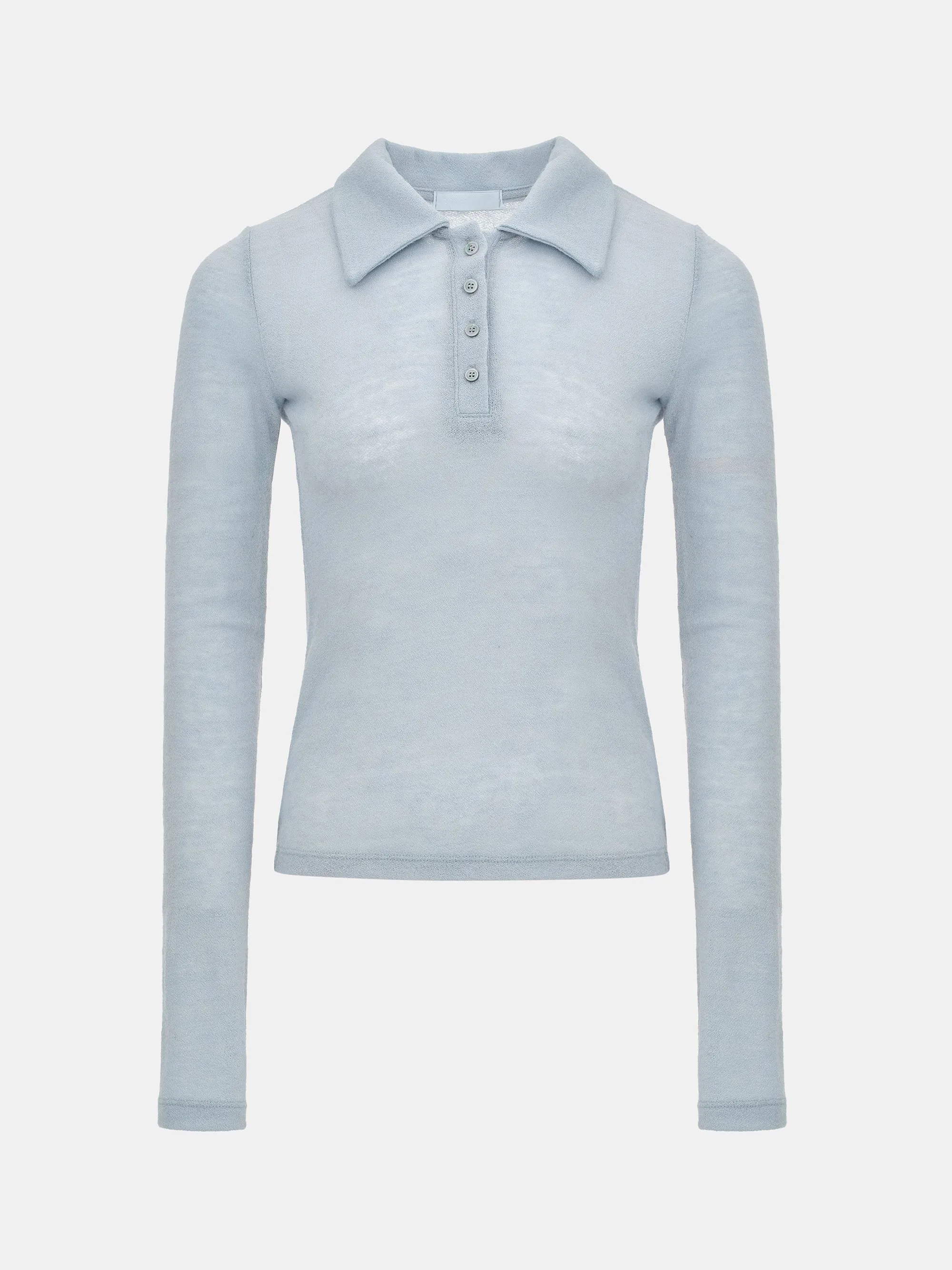 Semi-Sheer Wool Polo, Pale Blue sold by Source Unknown product image thumbnail 5
