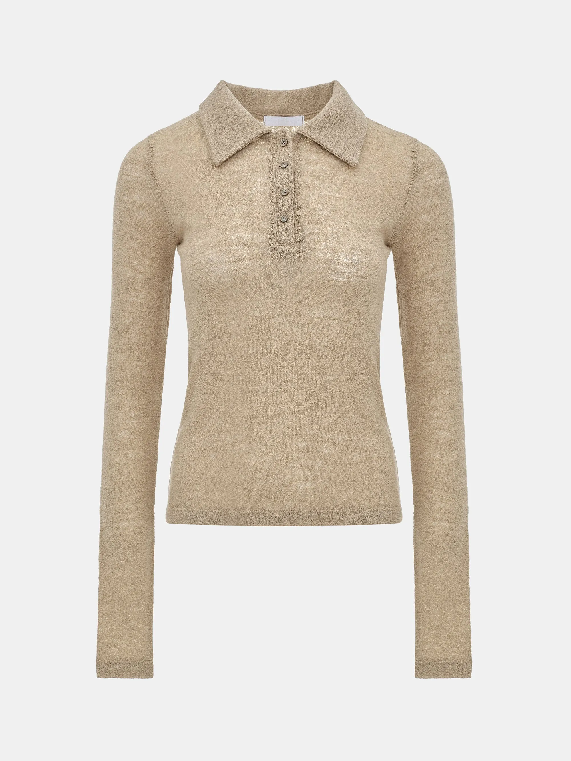 Semi-Sheer Wool Polo, Beige sold by Source Unknown product image thumbnail 5