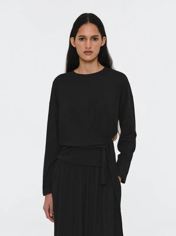 Peached Jersey Tie Tee, Black sold by Source Unknown