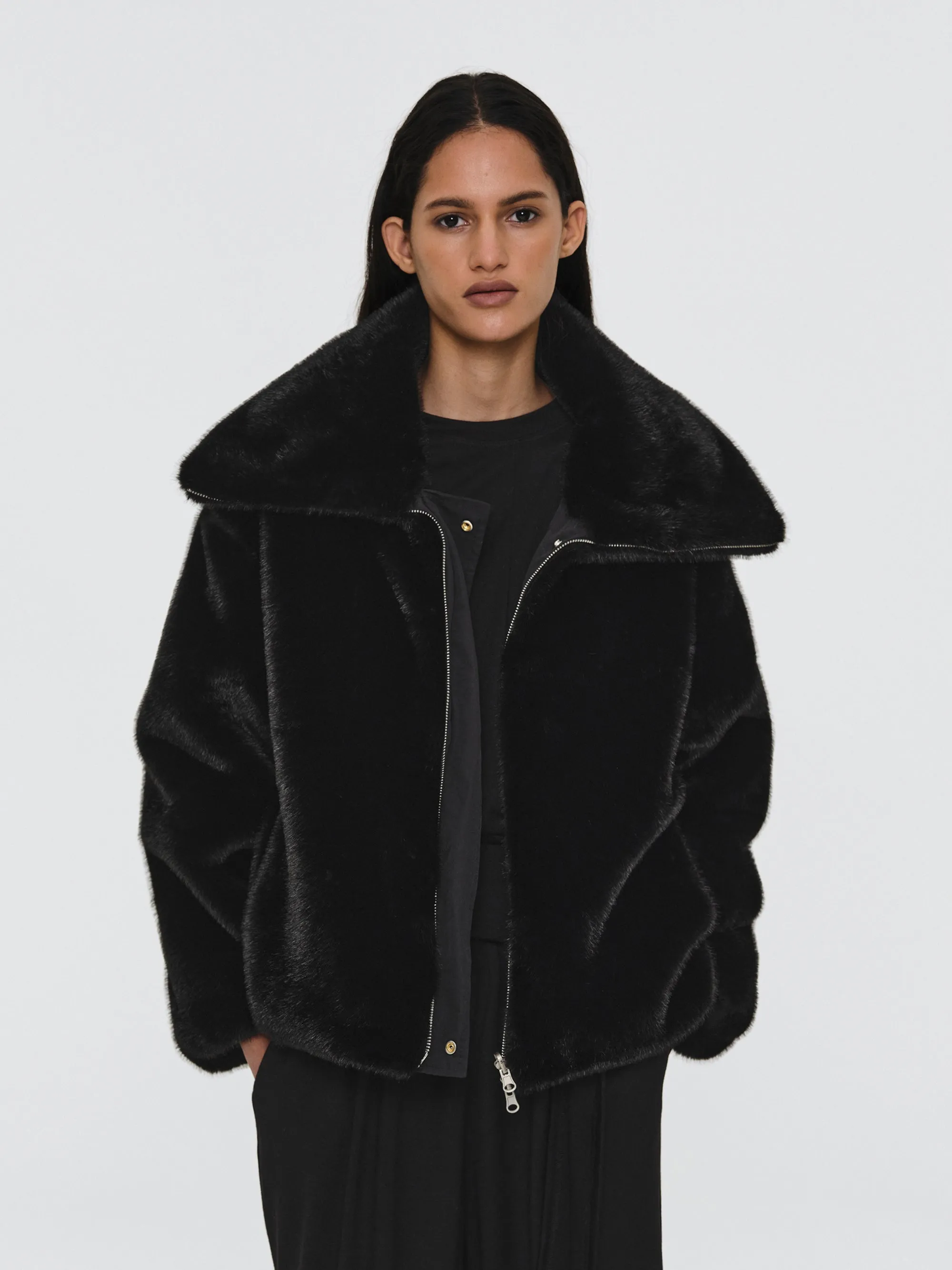 Reversible Faux-Fur Jacket, Black sold by Source Unknown product image thumbnail 2