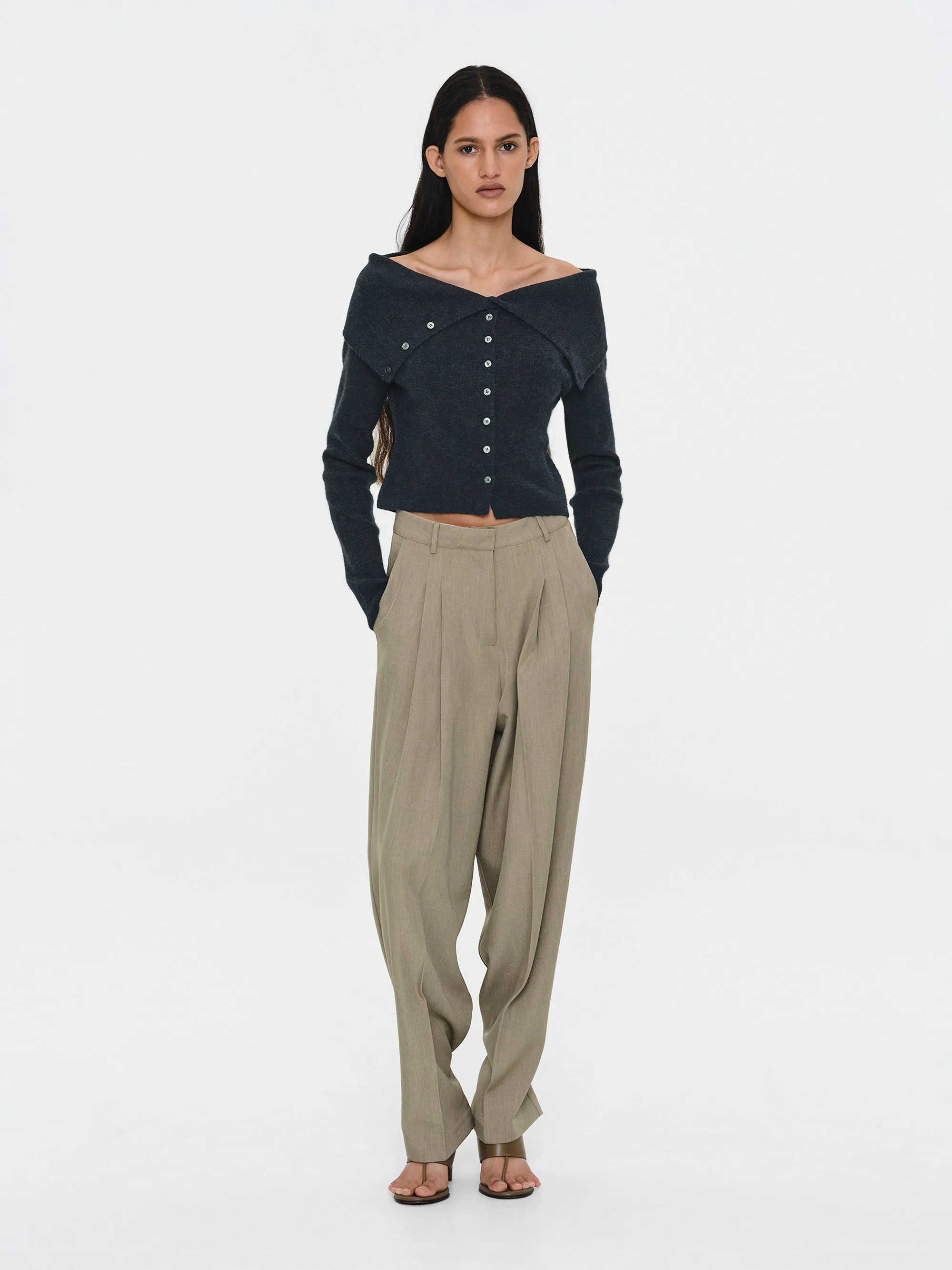 Foldover Button Knit Top, Navy sold by Source Unknown product image thumbnail 4