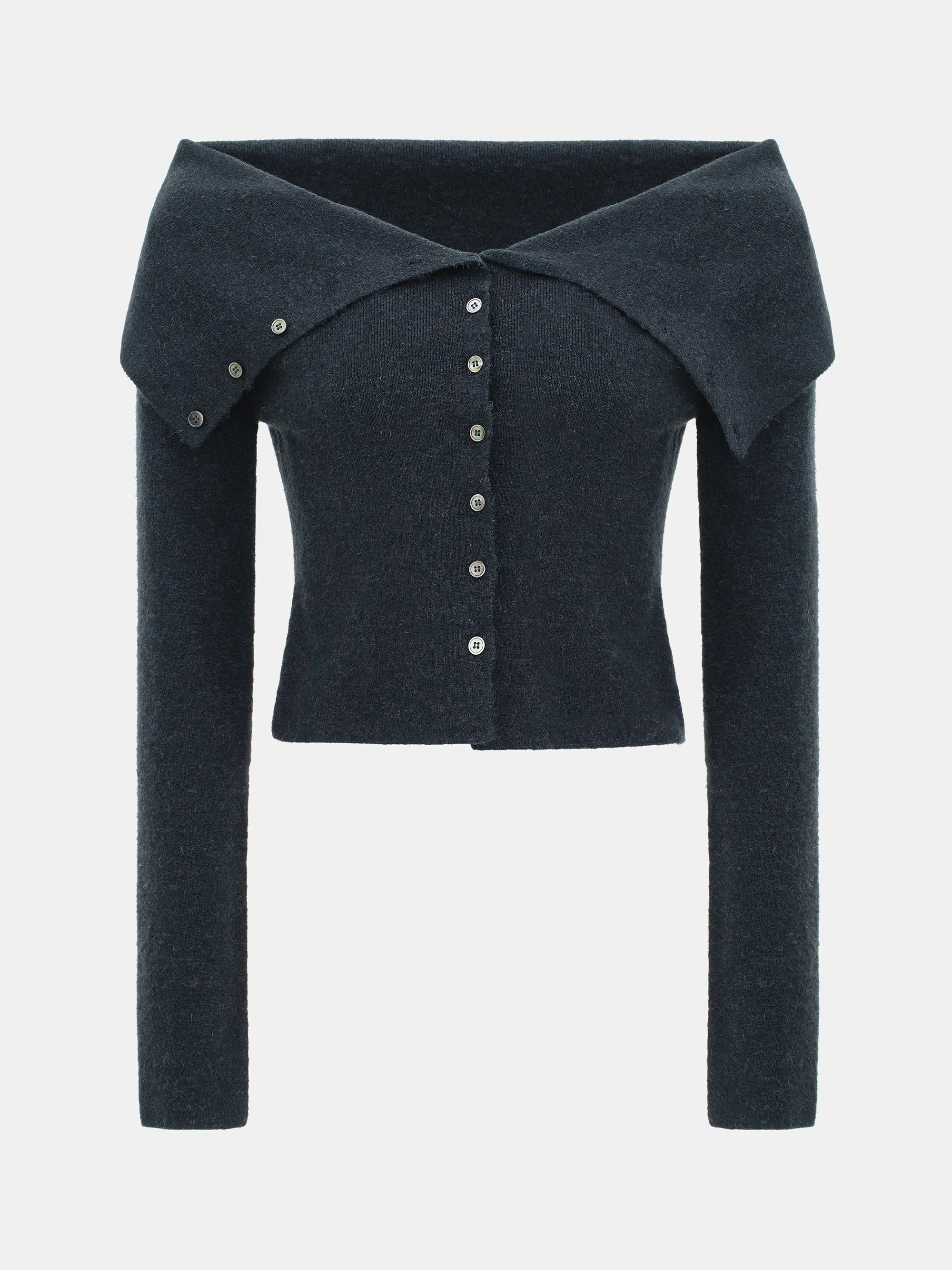 Foldover Button Knit Top, Navy sold by Source Unknown product image thumbnail 5