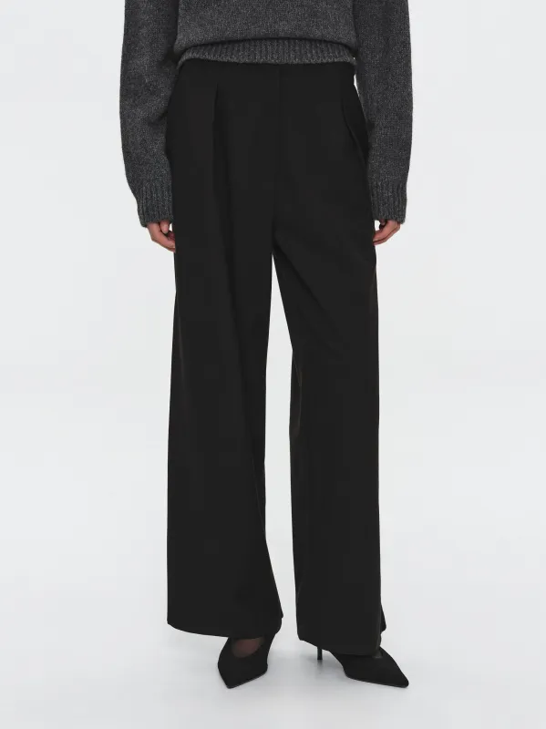 Single Pleated Trousers, Black sold by Source Unknown
