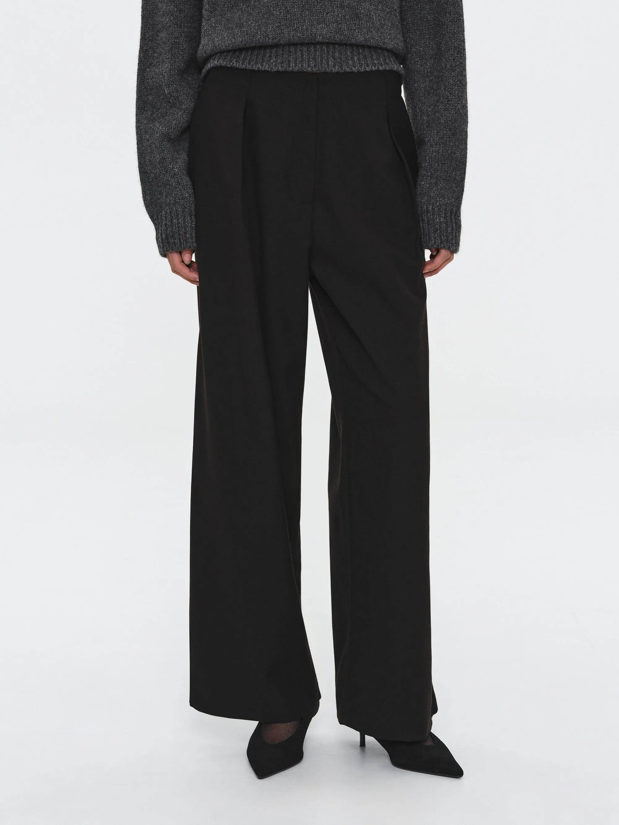 Single Pleated Trousers, Black sold by Source Unknown