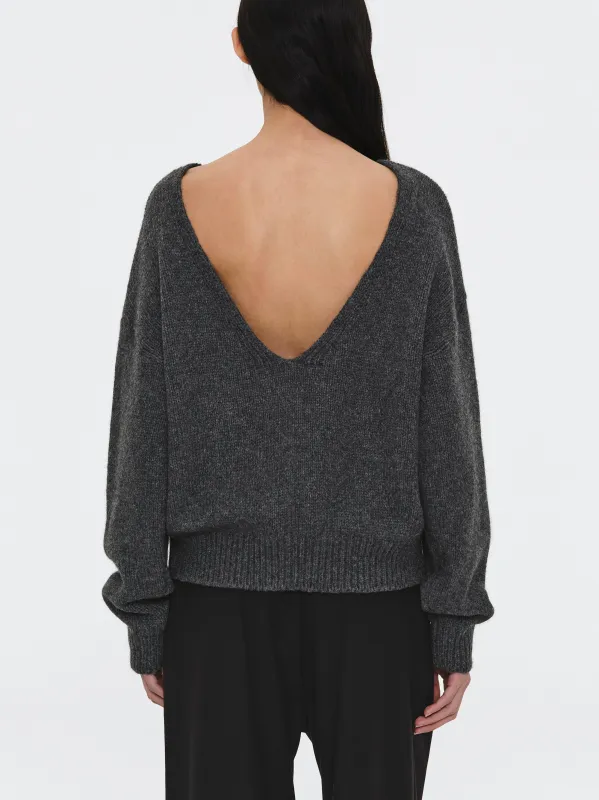 V-Back Sweater, Charcoal sold by Source Unknown