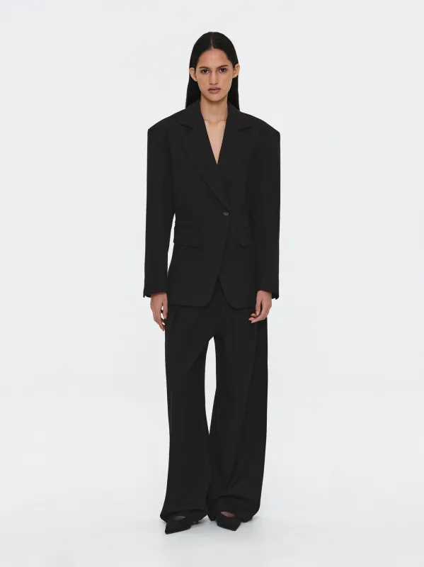 Cinched Suit Blazer, Black sold by Source Unknown