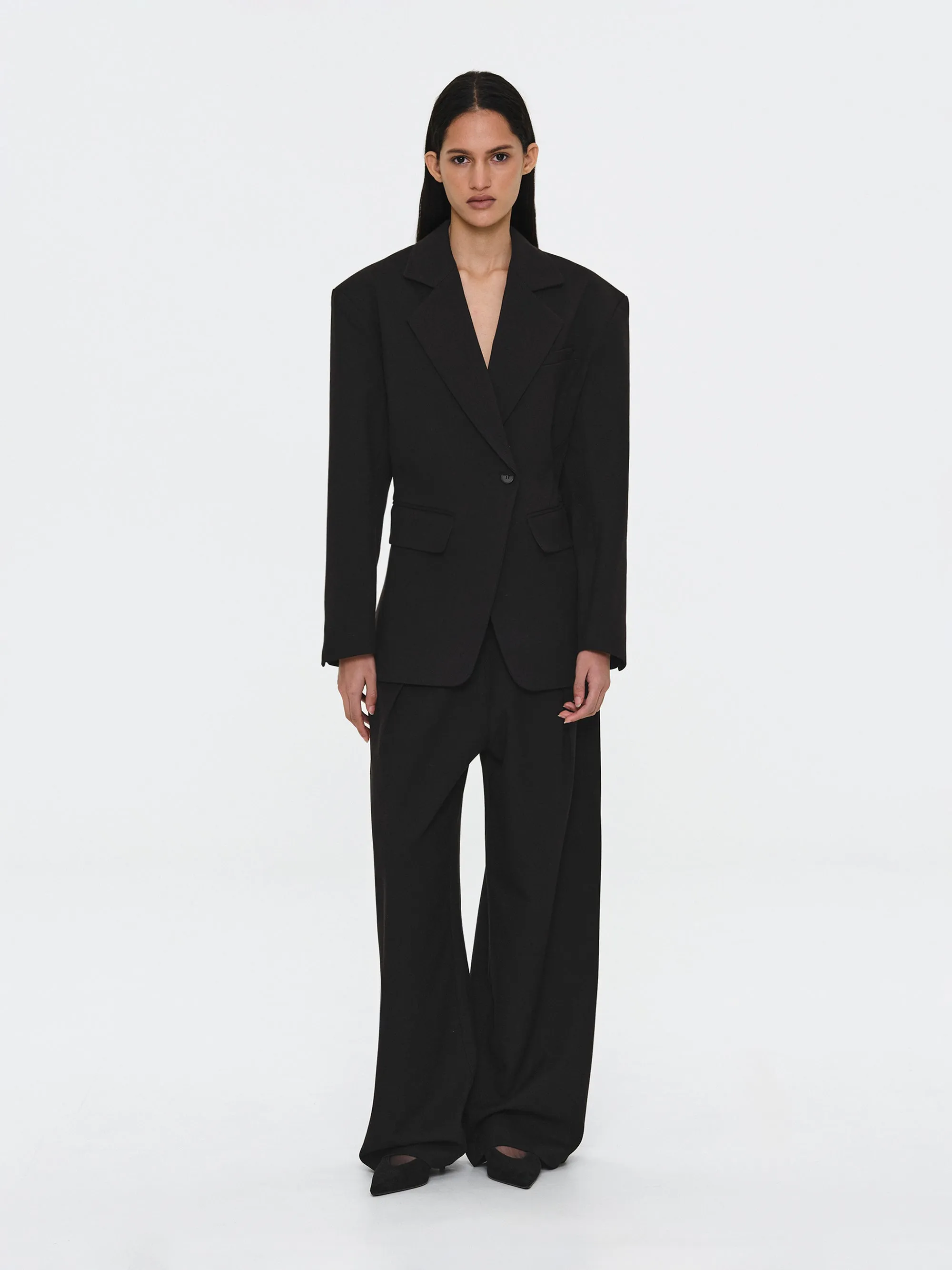 Cinched Suit Blazer, Black sold by Source Unknown
