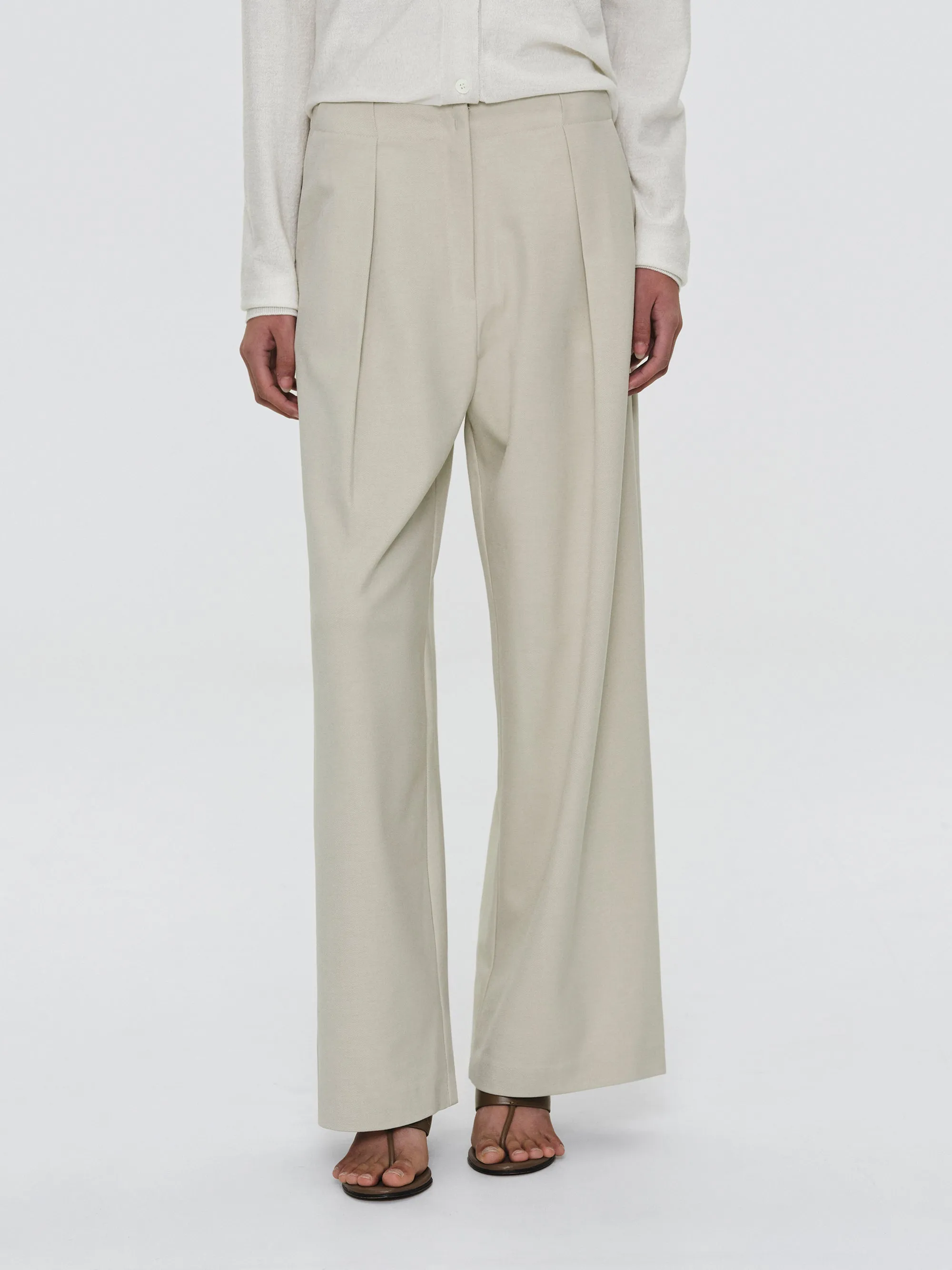 Single Pleated Trousers, Ivory sold by Source Unknown