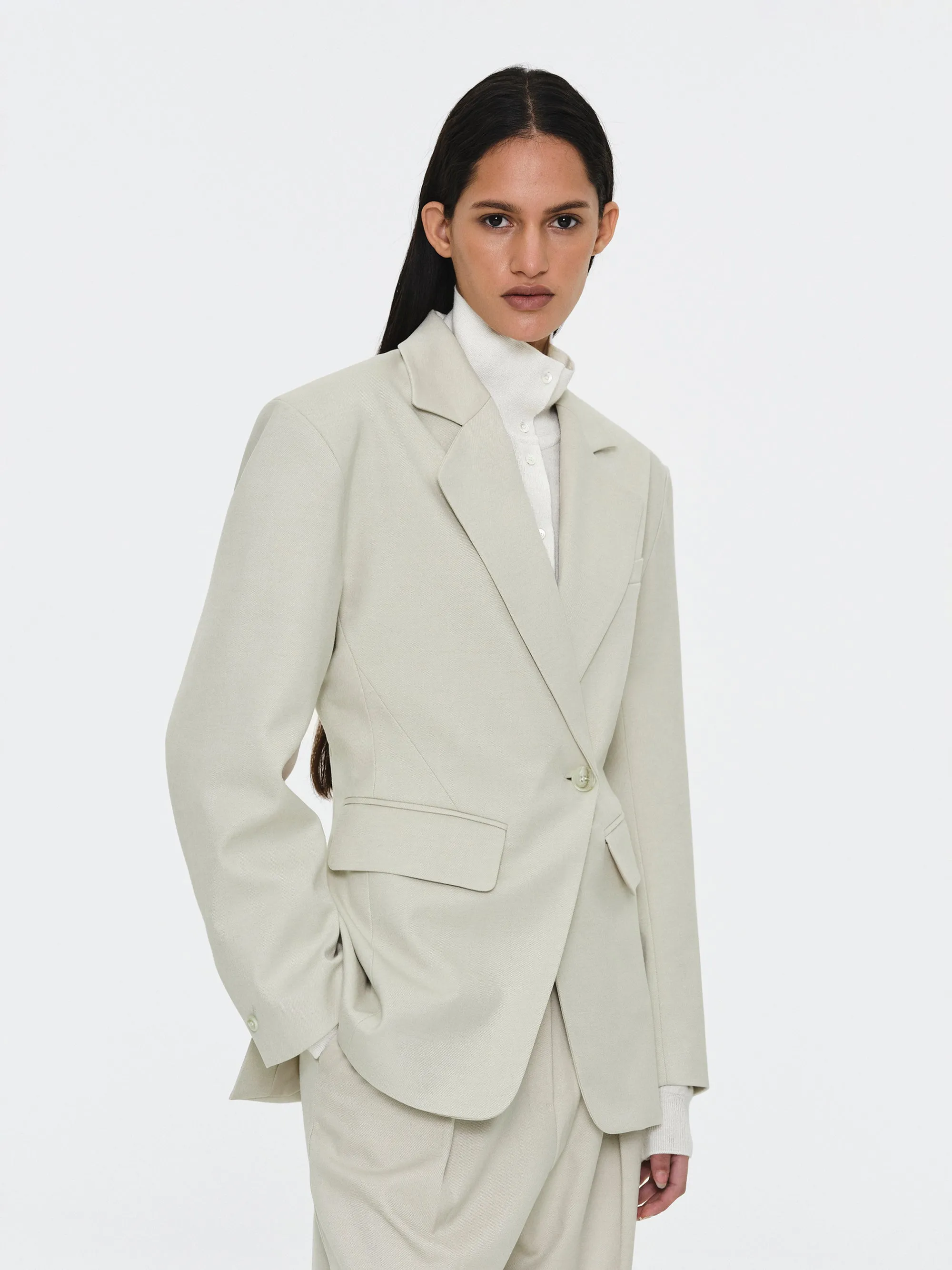 Cinched Suit Blazer, Ivory sold by Source Unknown product image thumbnail 3