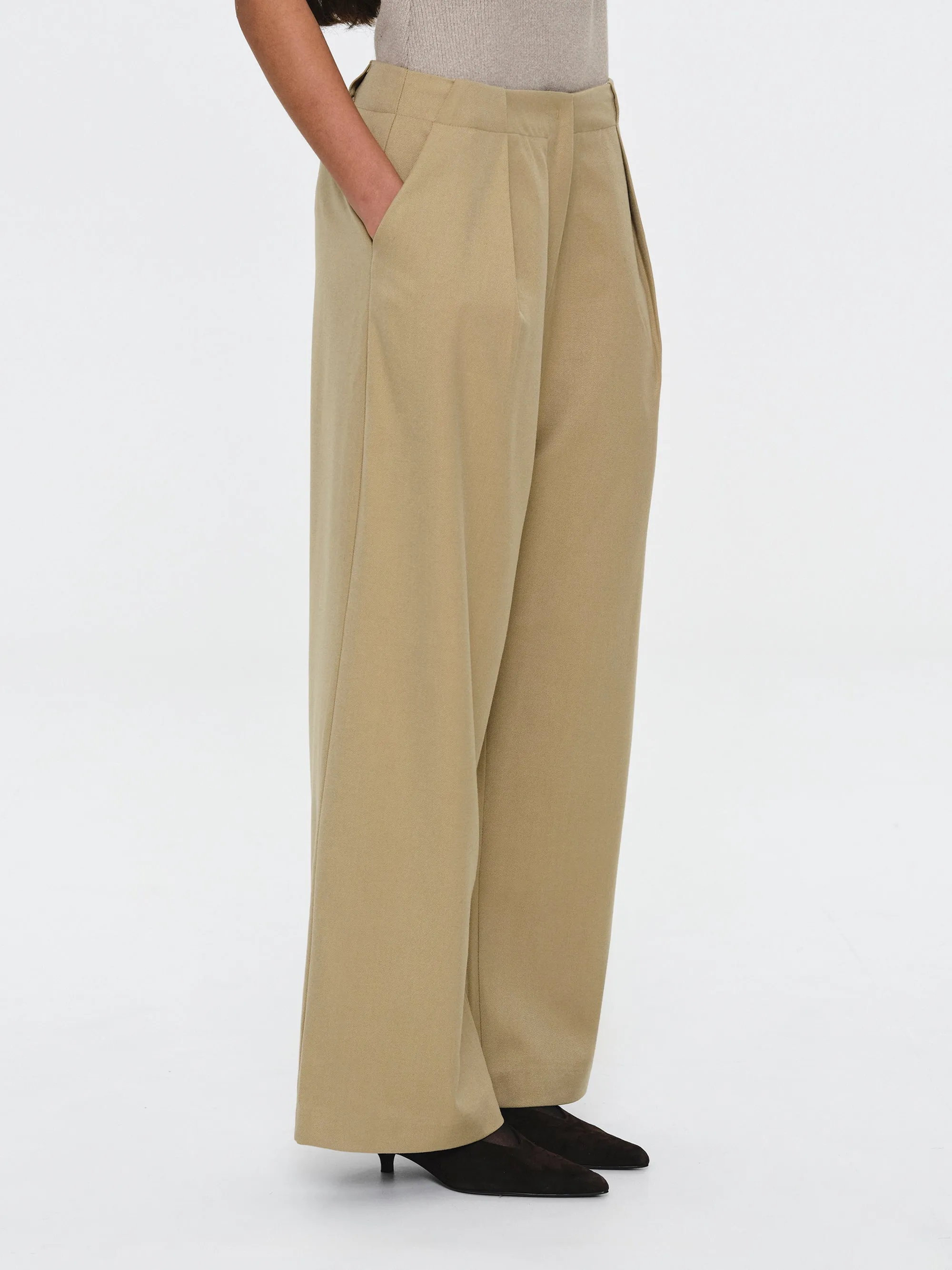 Single Pleated Trousers, Beige sold by Source Unknown product image thumbnail 3