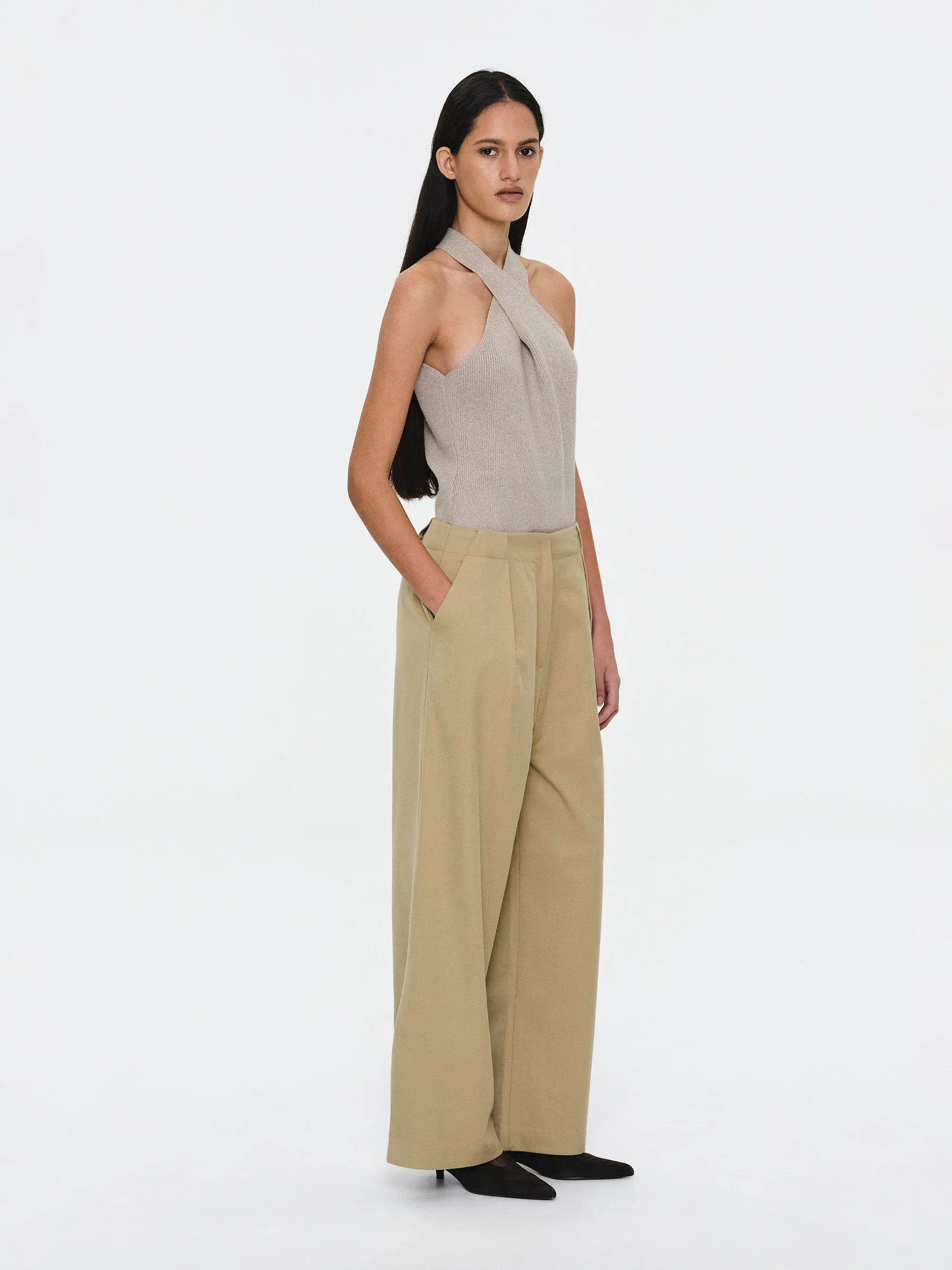 Single Pleated Trousers, Beige sold by Source Unknown product image thumbnail 2