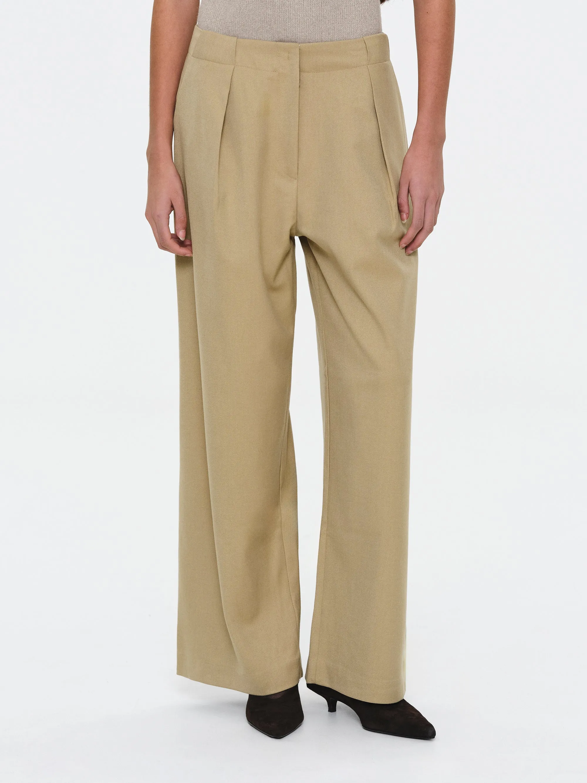 Single Pleated Trousers, Beige sold by Source Unknown