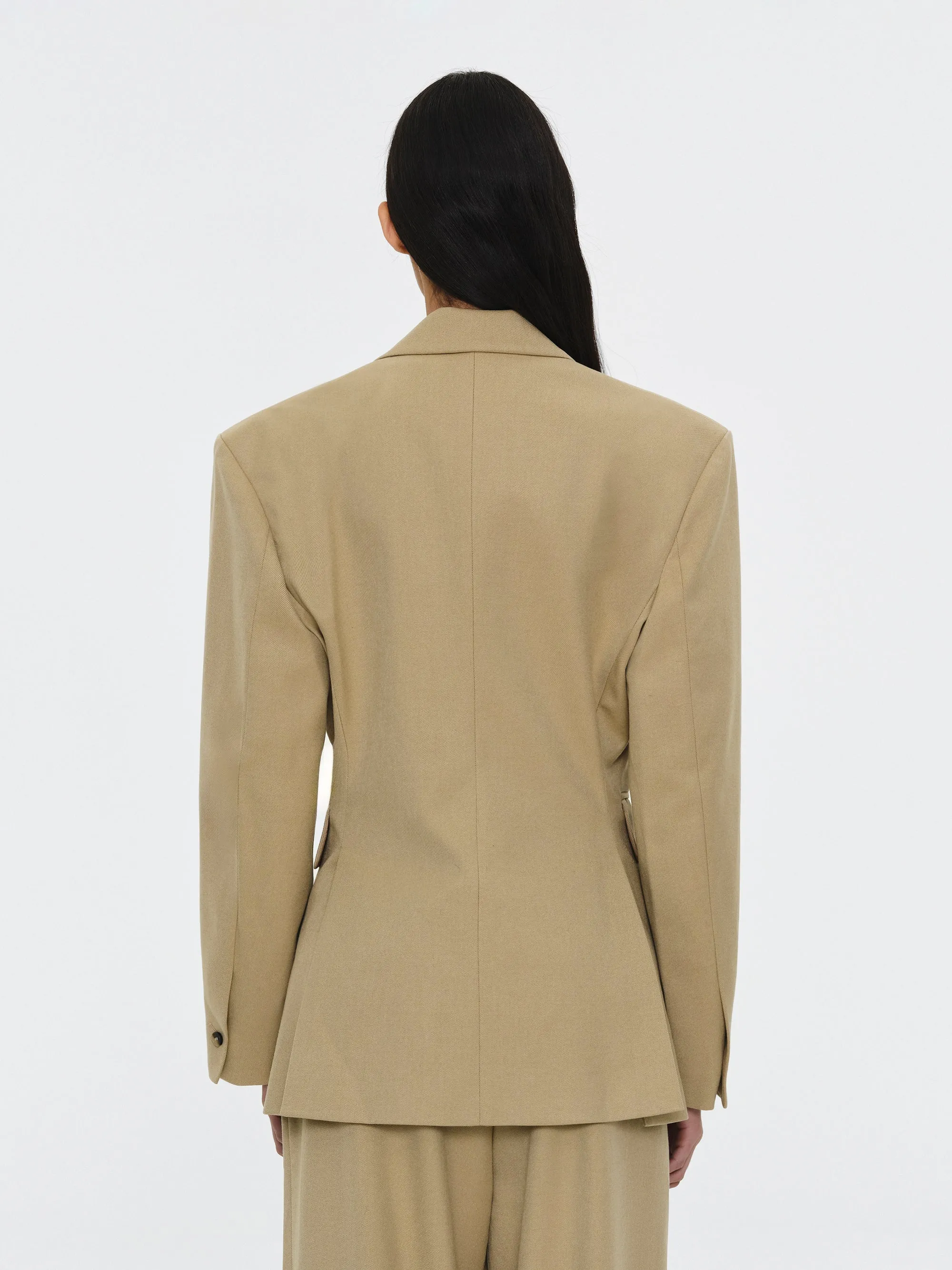 Cinched Suit Blazer, Beige sold by Source Unknown product image thumbnail 5