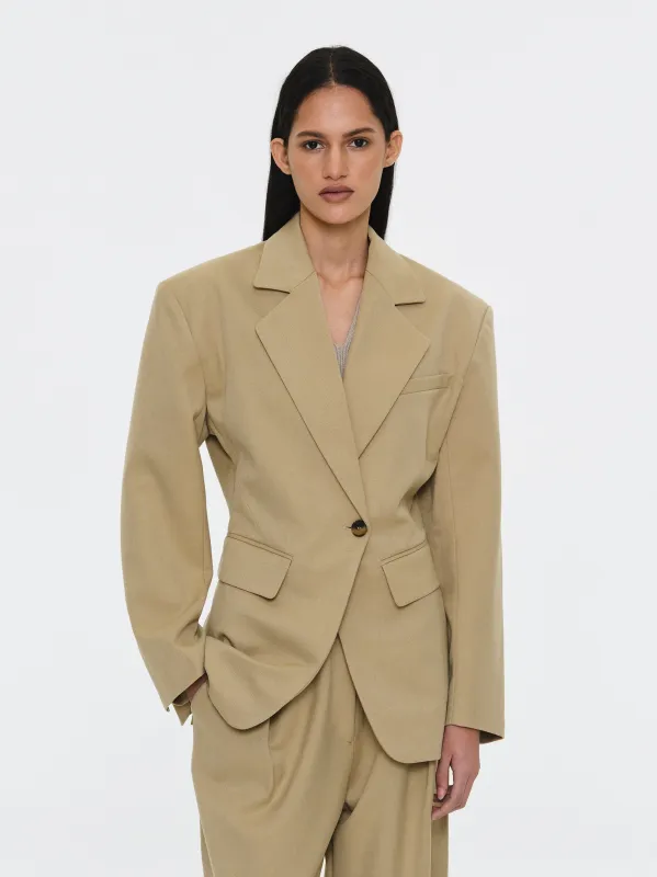 Cinched Suit Blazer, Beige sold by Source Unknown