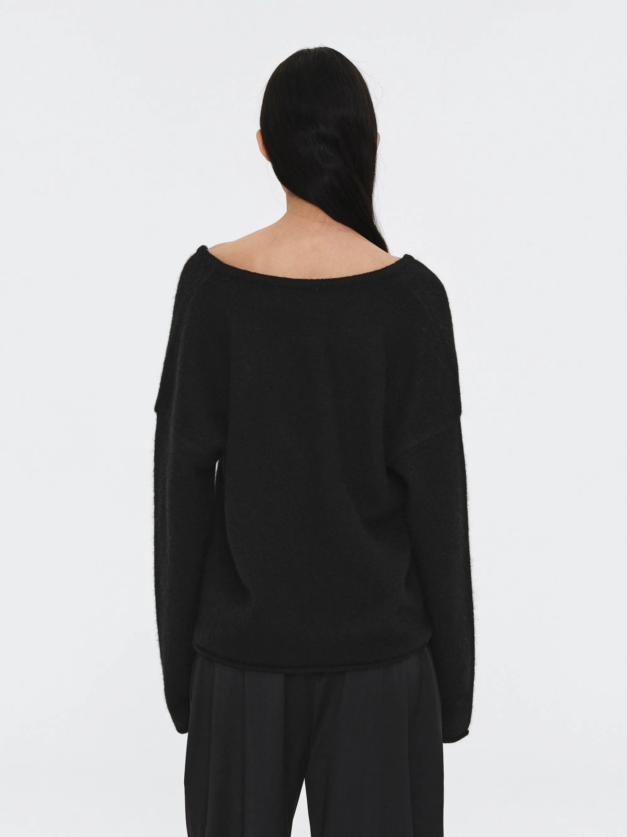 Brushed V-Neck Pullover, Black sold by Source Unknown product image thumbnail 2