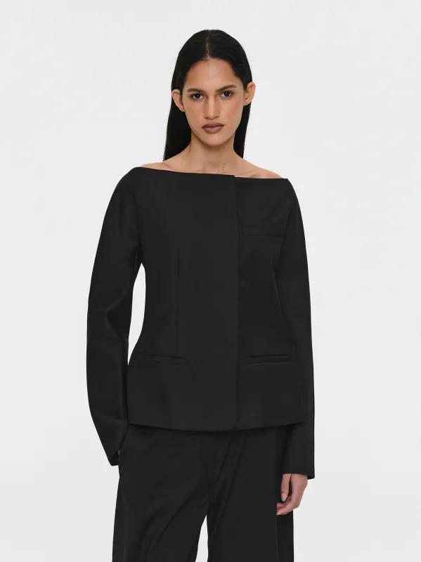 Open Neck Blazer, Black sold by Source Unknown