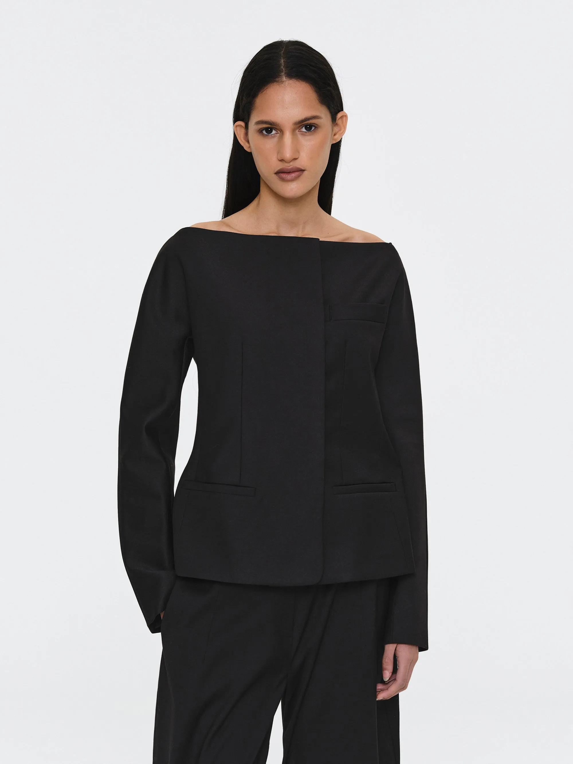 Open Neck Blazer, Black sold by Source Unknown