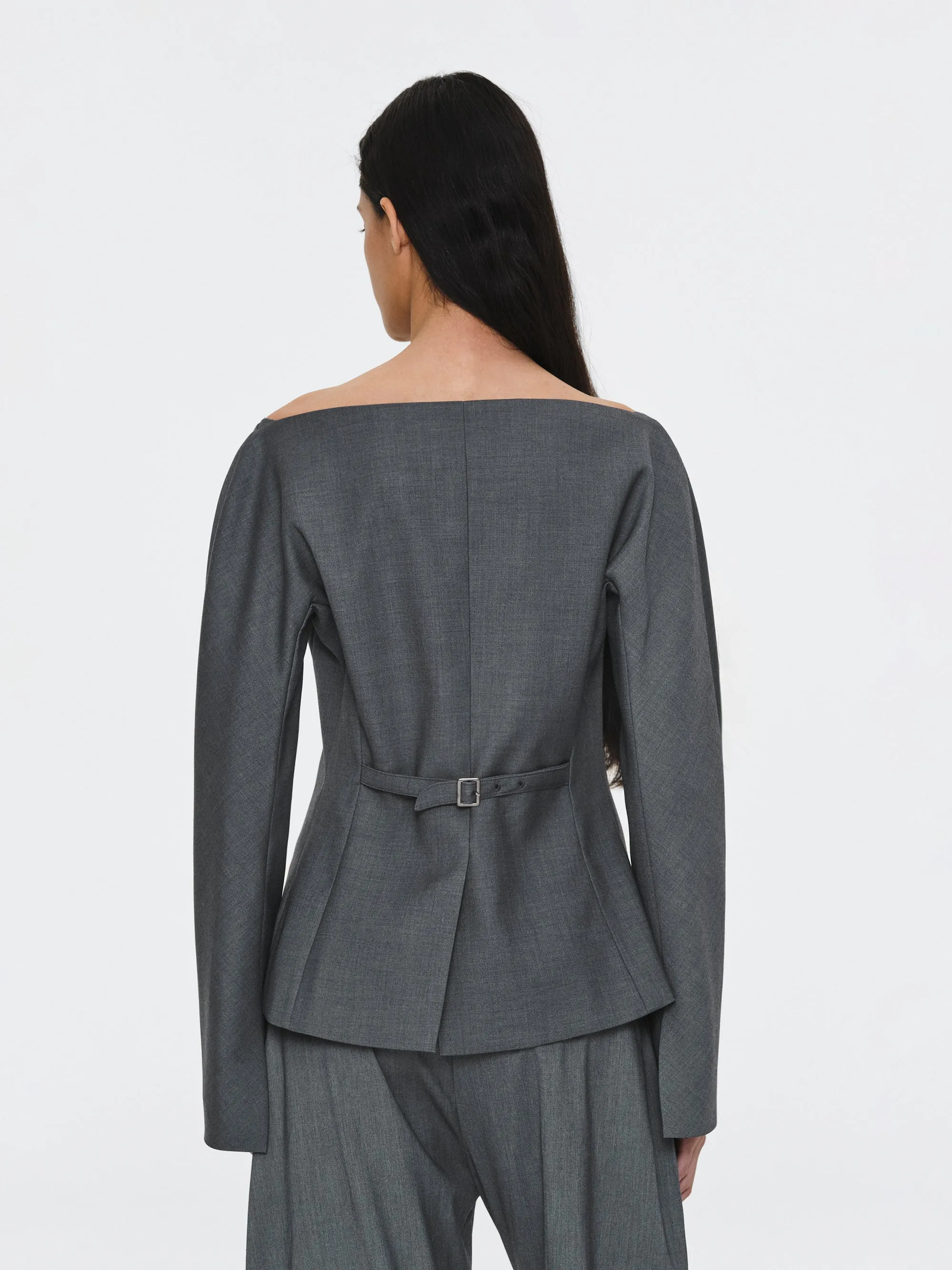 Open Neck Blazer, Charcoal sold by Source Unknown product image thumbnail 5
