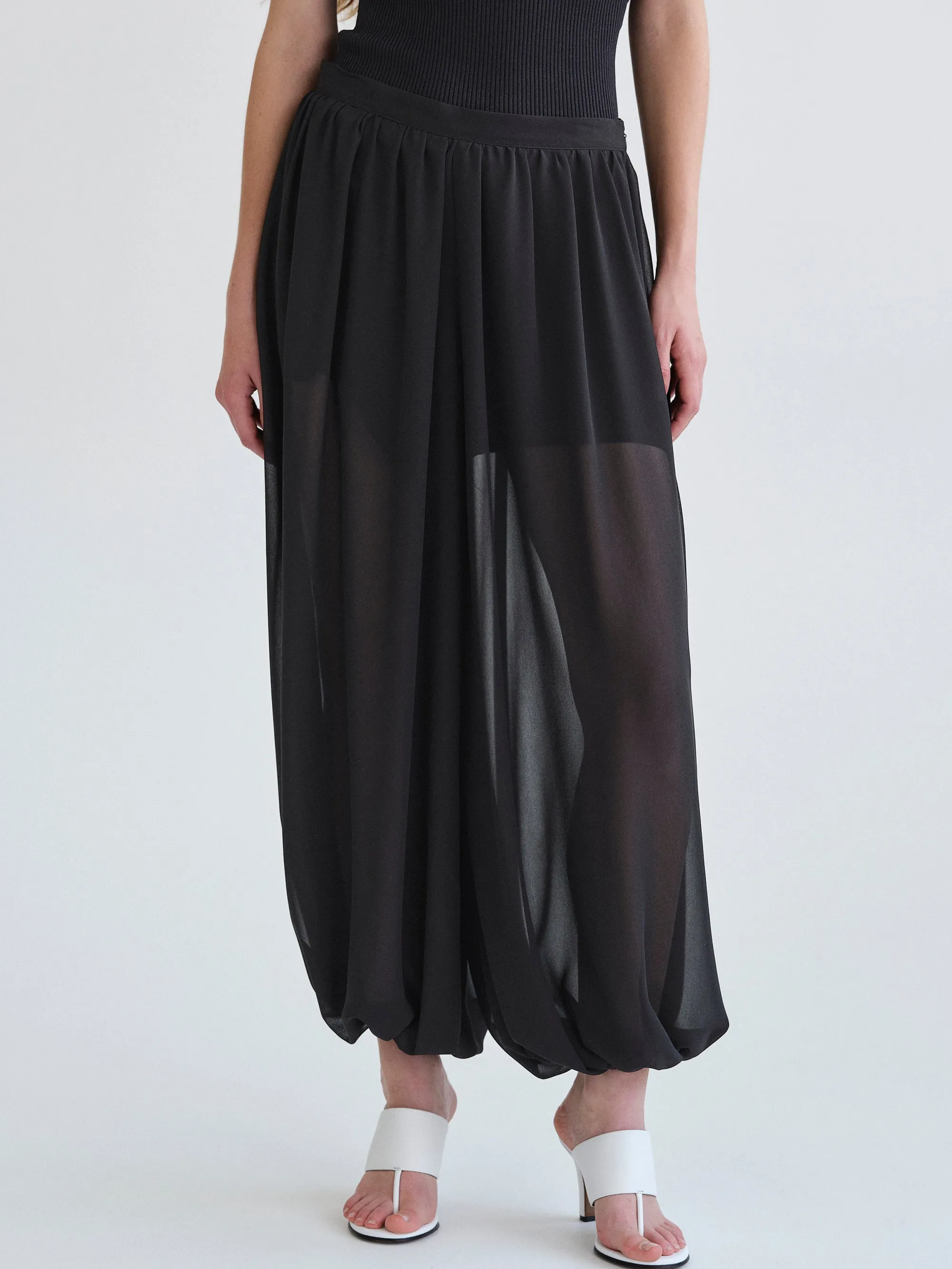 Reifa Semi-Sheer Balloon Trousers, Black sold by Source Unknown