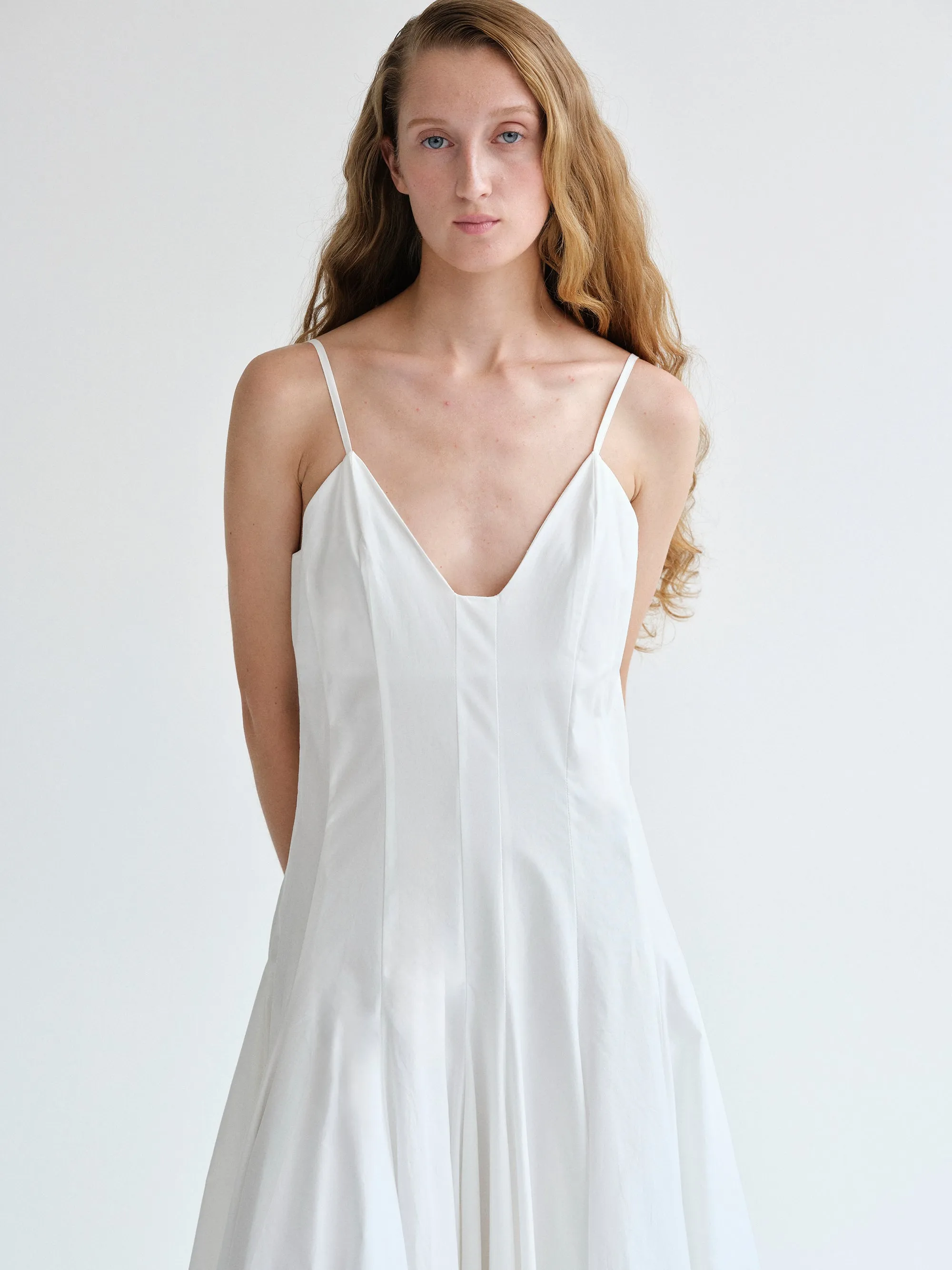 Owen Pleated Strap Dress, White sold by Source Unknown product image thumbnail 4