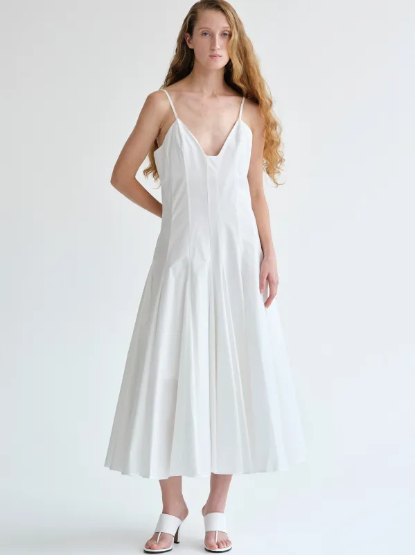 Owen Pleated Strap Dress, White sold by Source Unknown