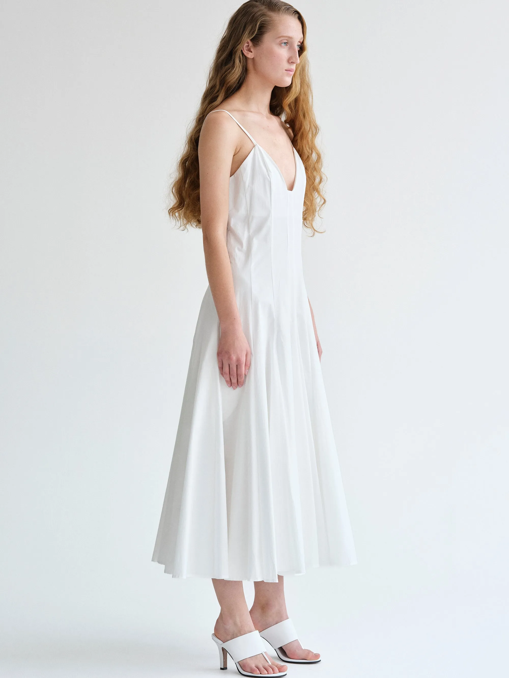 Owen Pleated Strap Dress, White sold by Source Unknown product image thumbnail 3