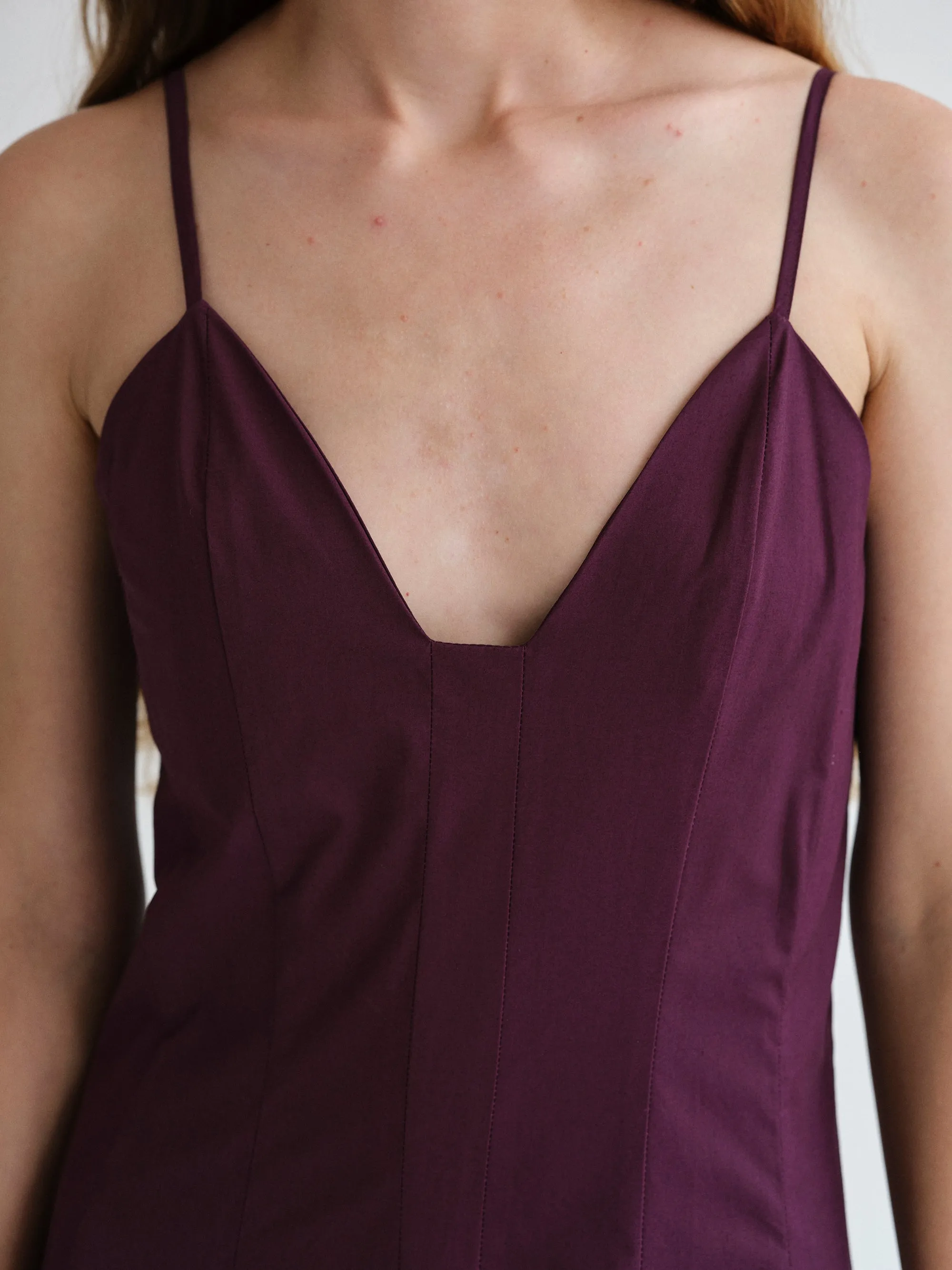 Owen Pleated Strap Dress, Wine sold by Source Unknown product image thumbnail 4
