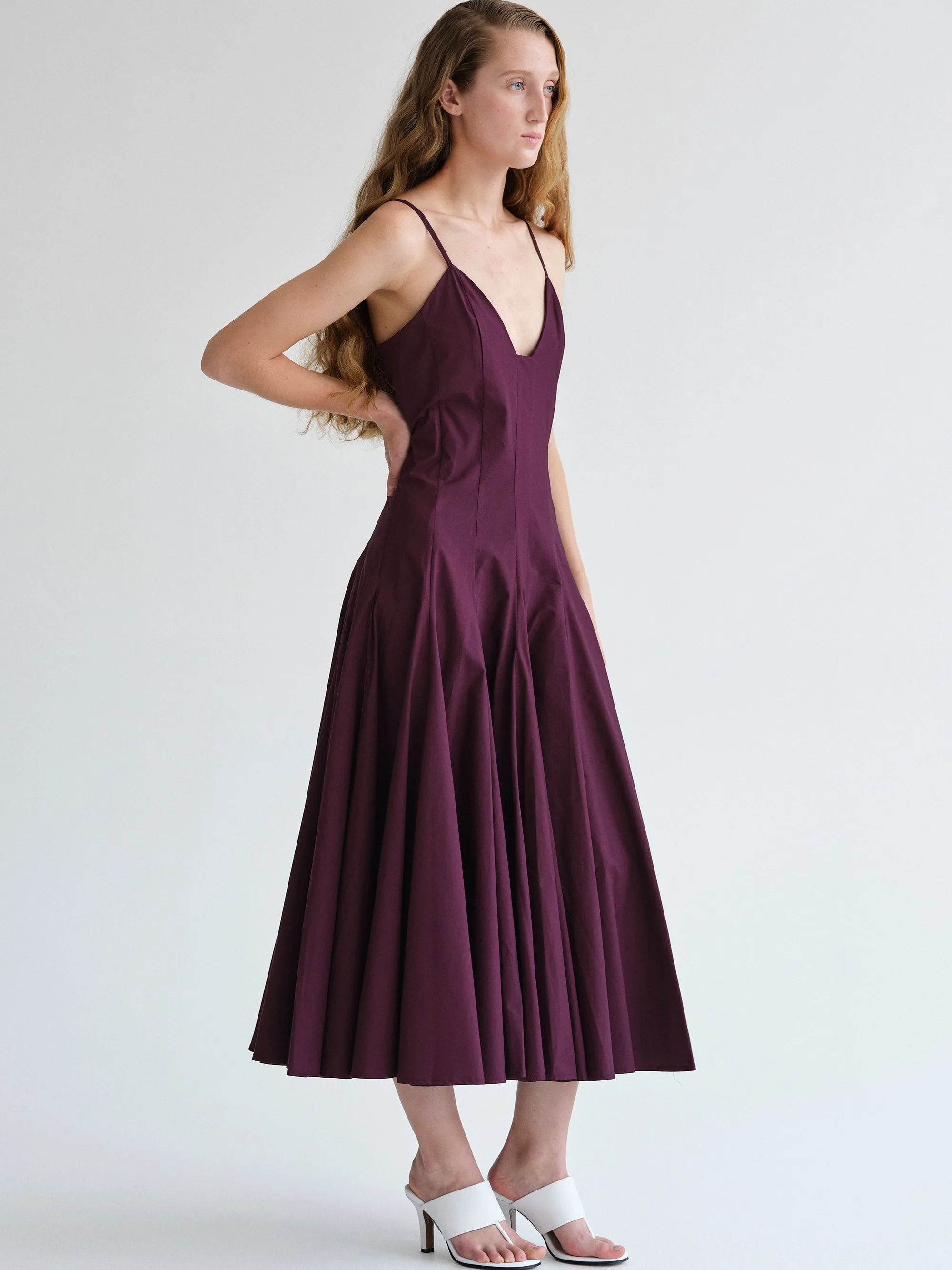 Owen Pleated Strap Dress, Wine sold by Source Unknown product image thumbnail 3