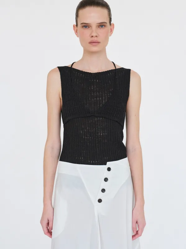 Reine Dual-Layer Knit Top, Black sold by Source Unknown