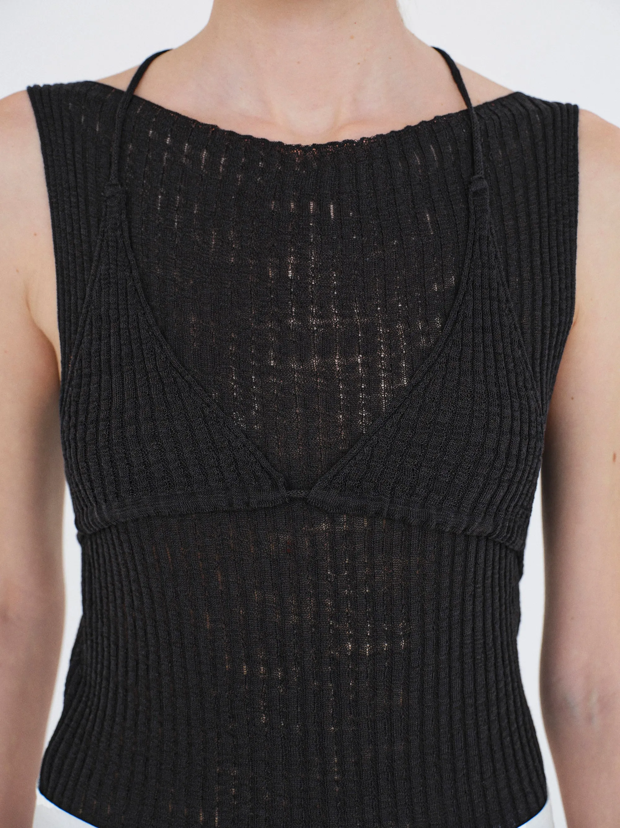 Reine Dual-Layer Knit Top, Black sold by Source Unknown product image thumbnail 3