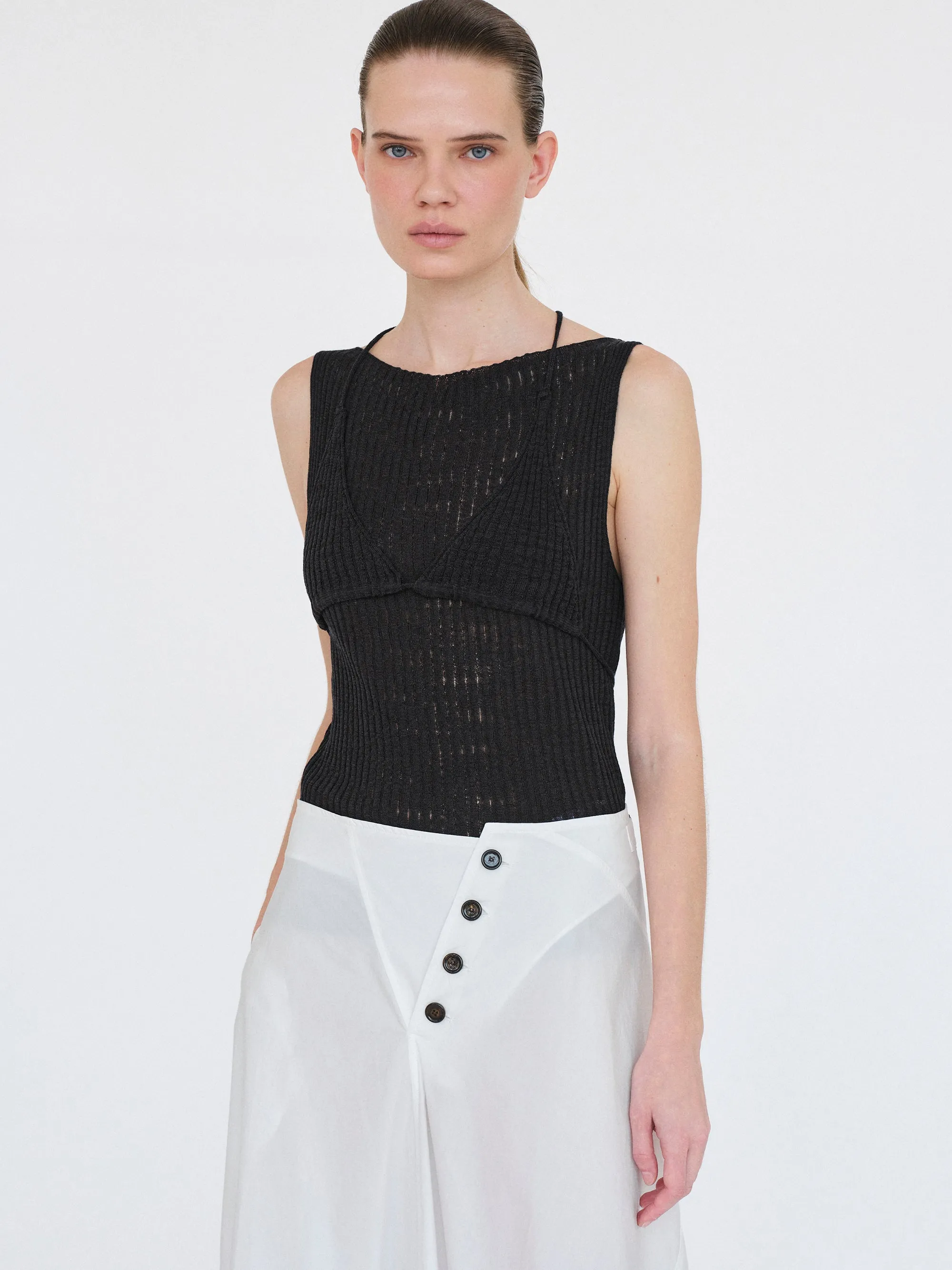 Reine Dual-Layer Knit Top, Black sold by Source Unknown product image thumbnail 4