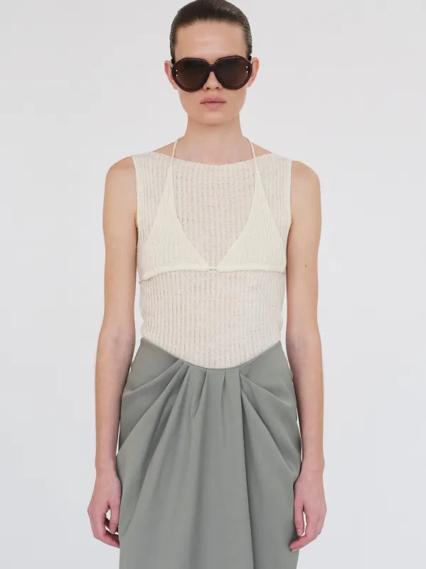 Reine Dual-Layer Knit Top, Ivory sold by Source Unknown
