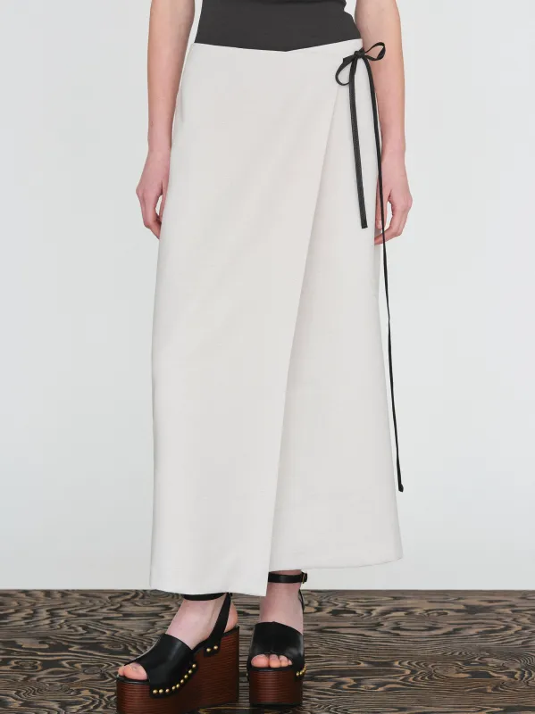 Osyne Wrap Linen Skirt, Ivory sold by Source Unknown