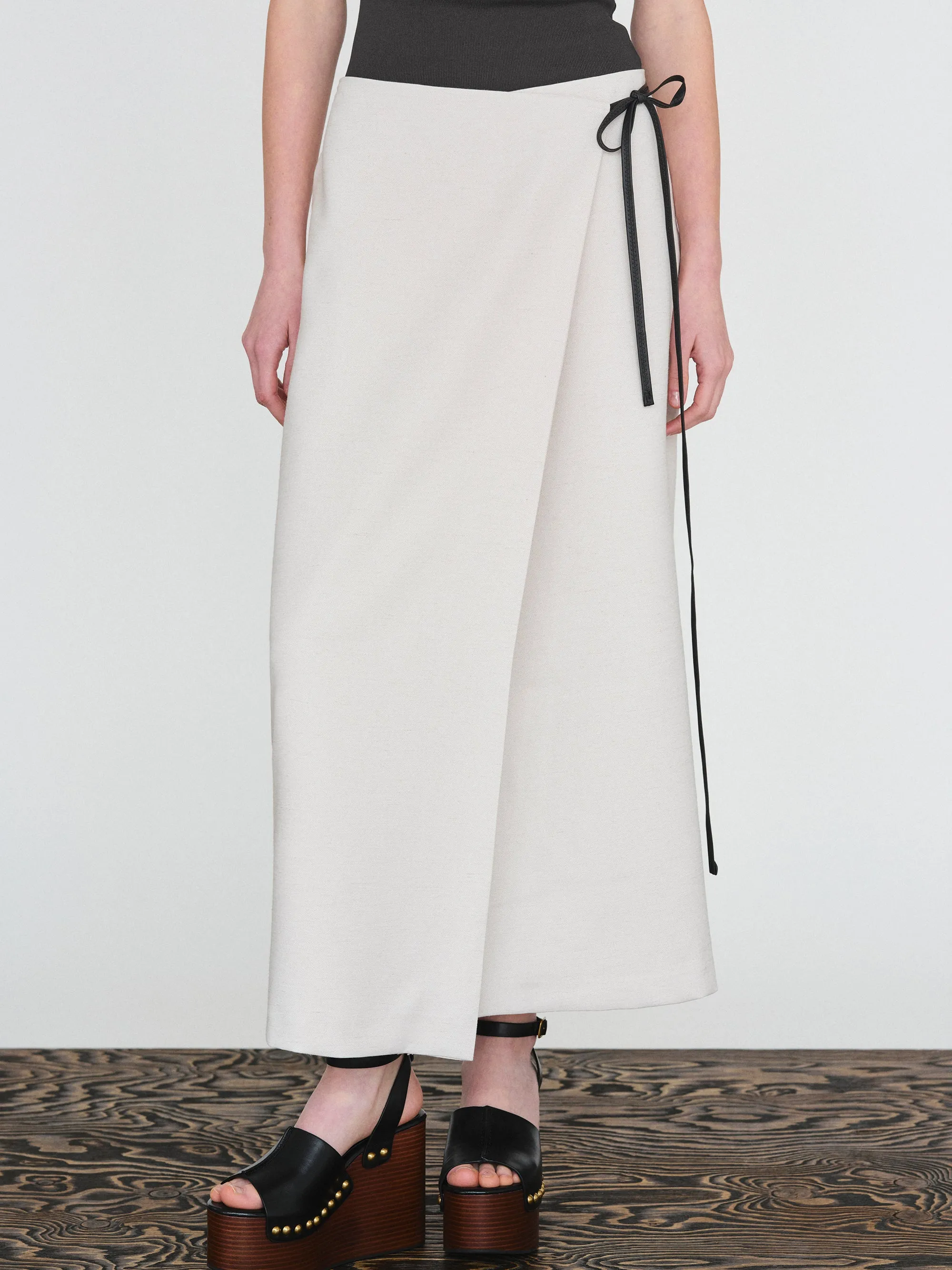 Osyne Wrap Linen Skirt, Ivory sold by Source Unknown