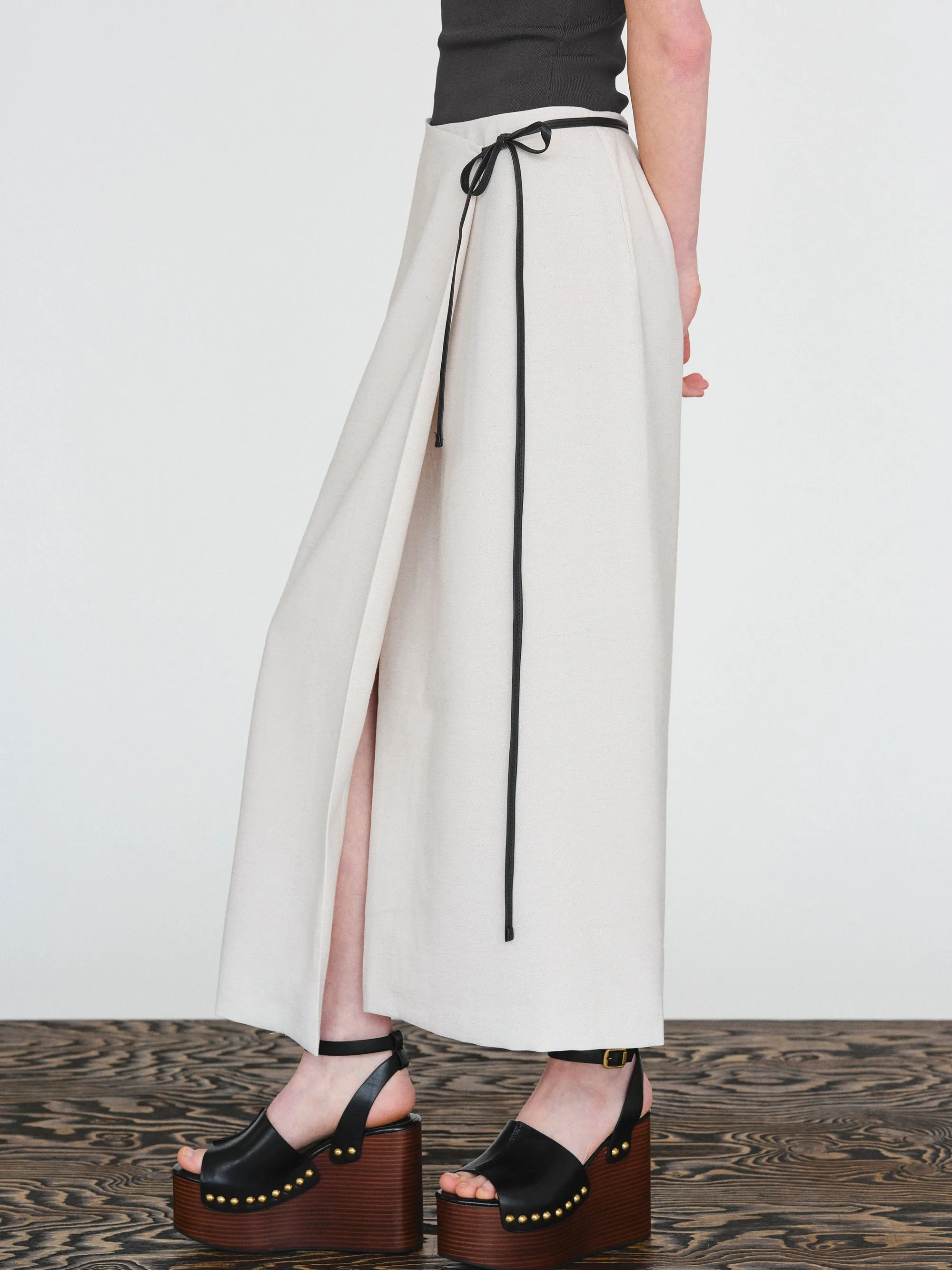 Osyne Wrap Linen Skirt, Ivory sold by Source Unknown product image thumbnail 2