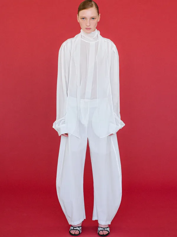 Brooke Barrel Leg Technical Pants, White sold by Source Unknown