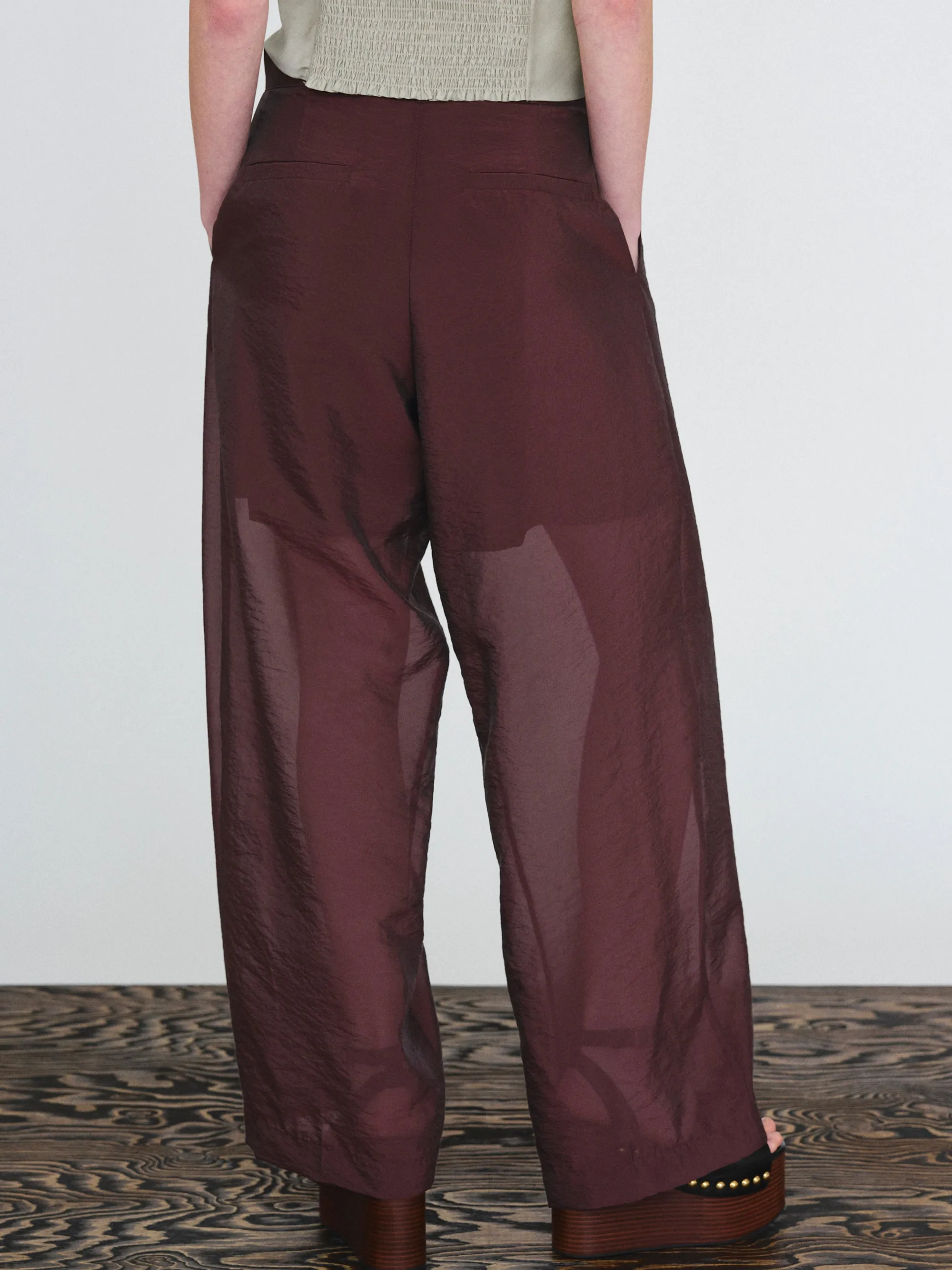 Ada Semi Sheer Trousers, Wine sold by Source Unknown product image thumbnail 4