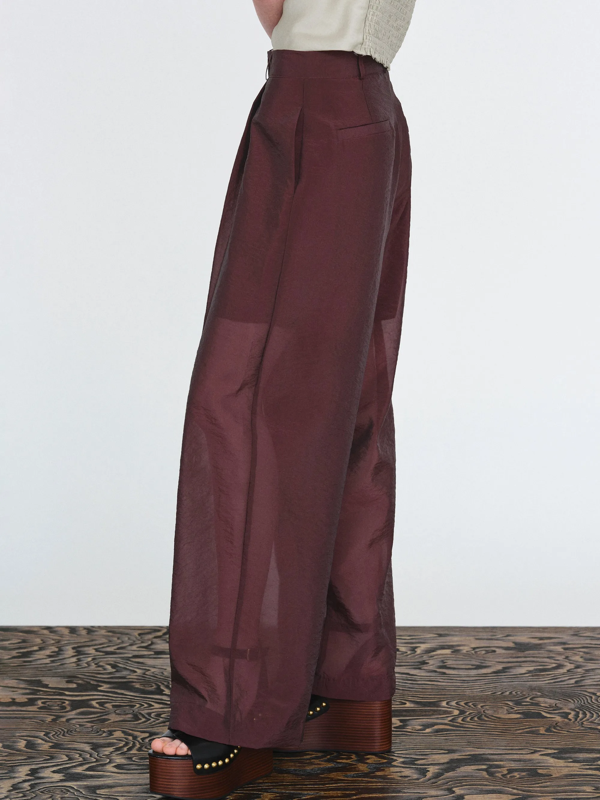 Ada Semi Sheer Trousers, Wine sold by Source Unknown product image thumbnail 2