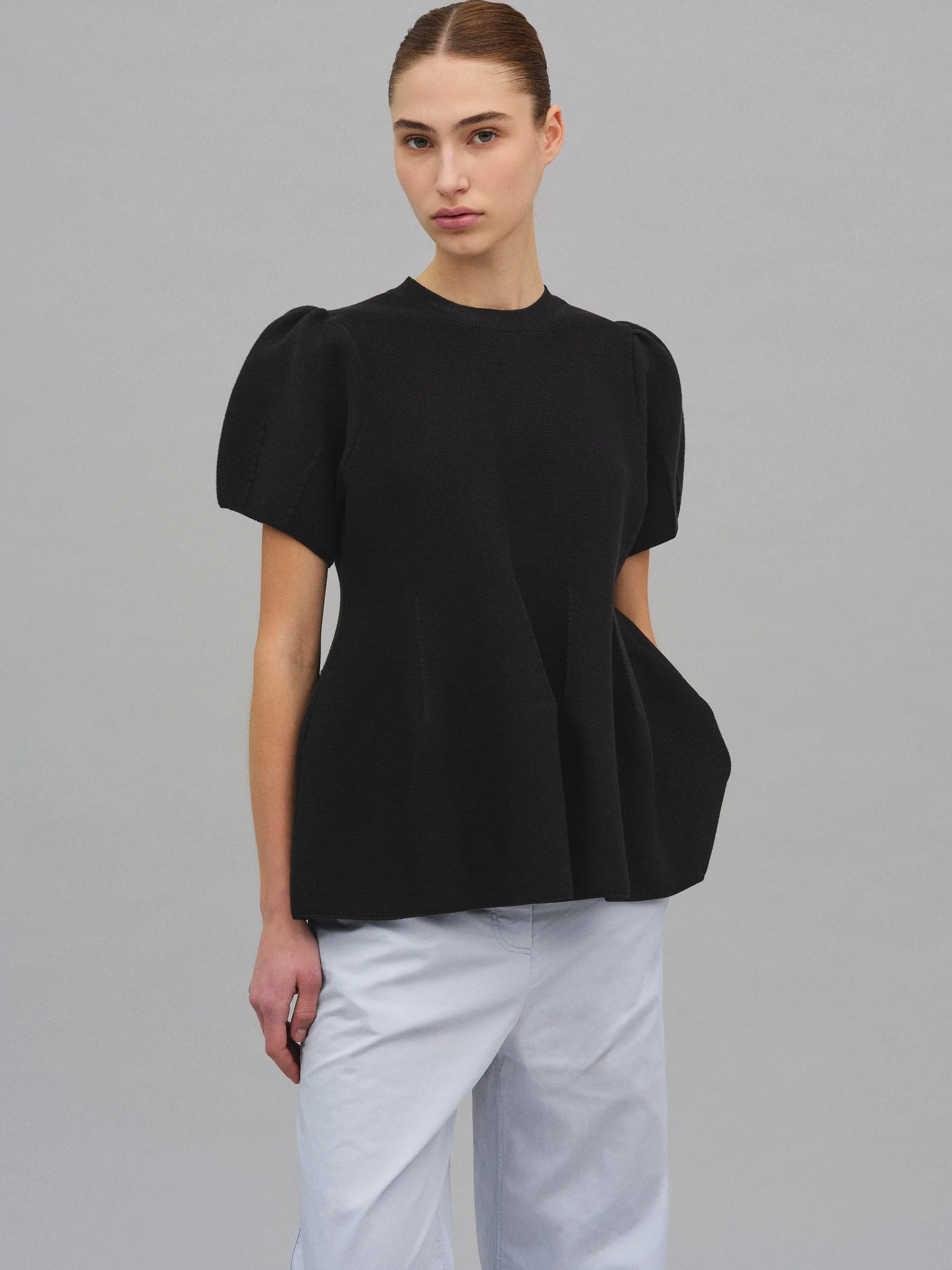 Givston Puff Sleeve Tulip Top, Black sold by Source Unknown