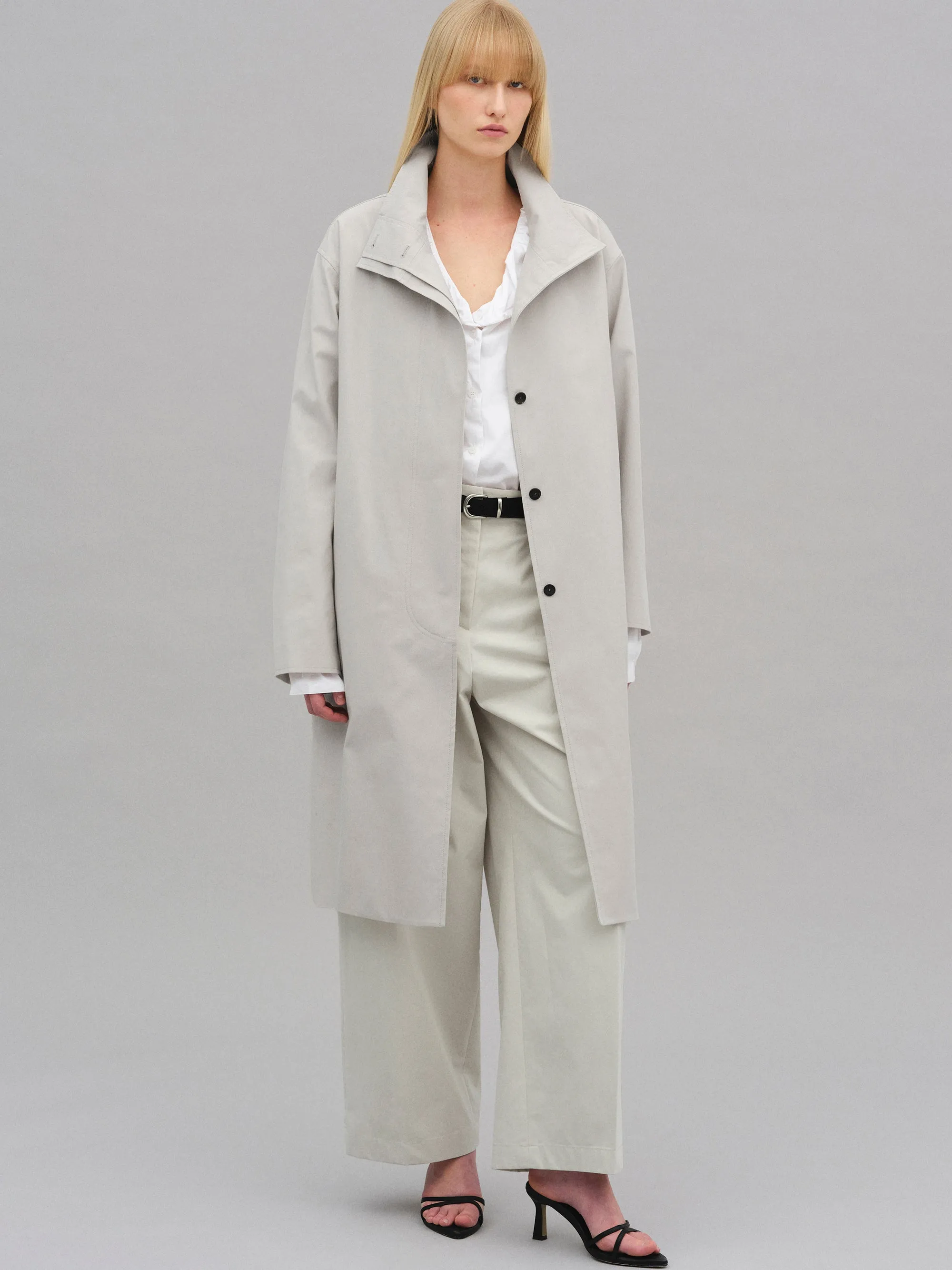 Paolo High-Neck Trench Coat, Beige sold by Source Unknown product image thumbnail 4