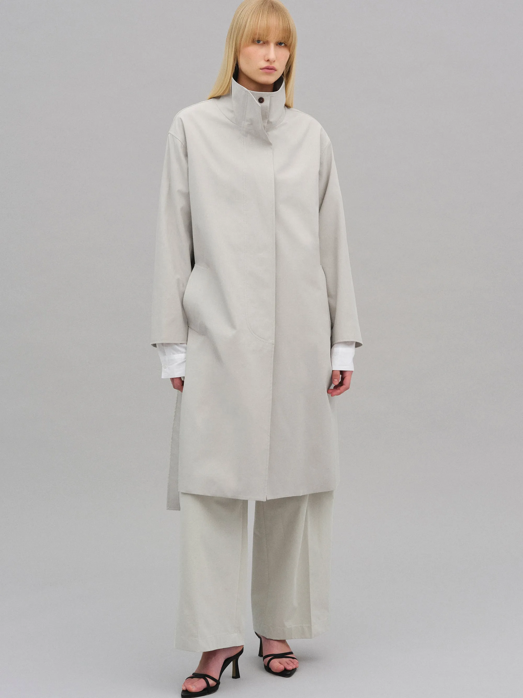 Paolo High-Neck Trench Coat, Beige sold by Source Unknown product image thumbnail 2