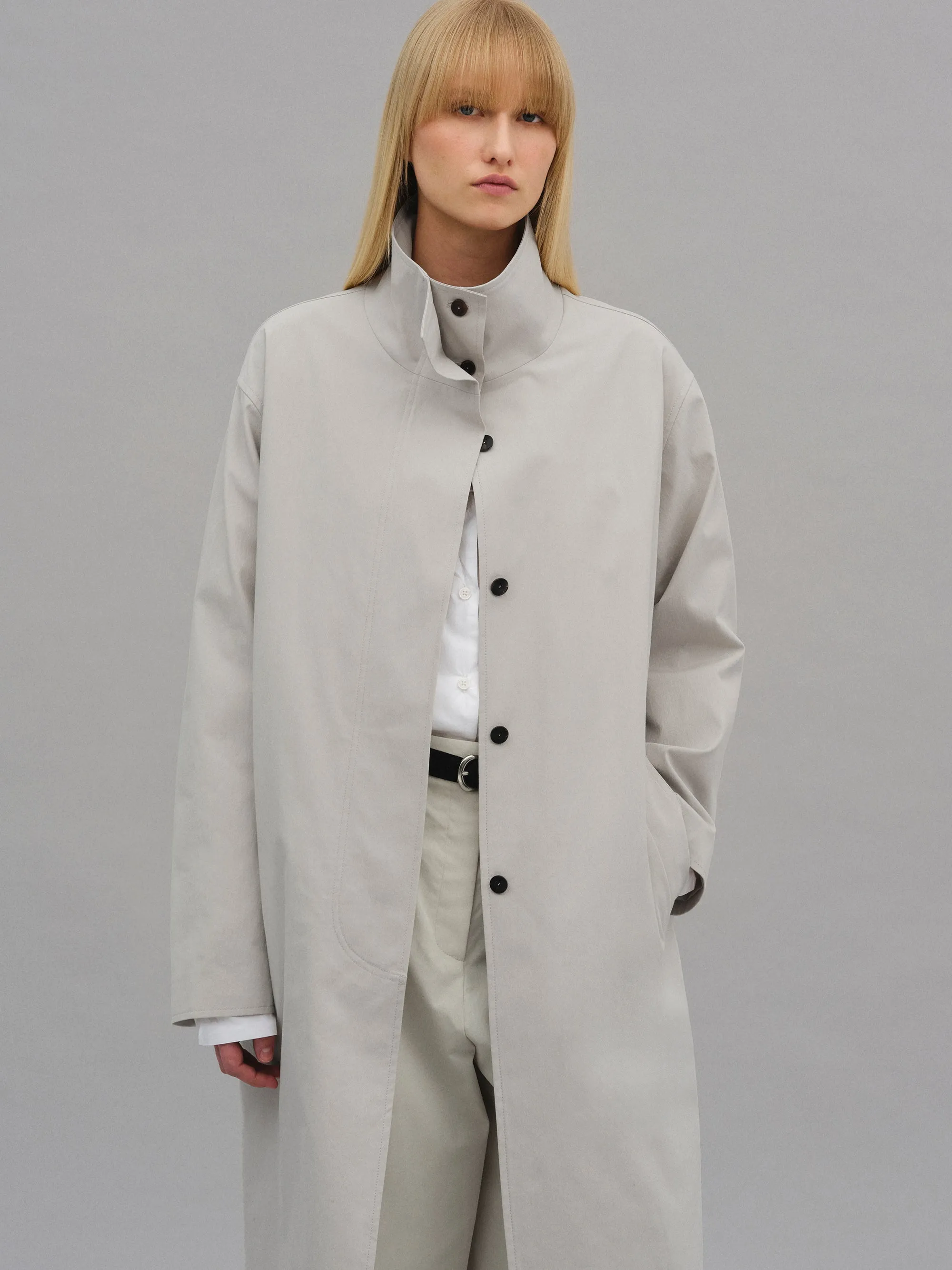 Paolo High-Neck Trench Coat, Beige sold by Source Unknown product image thumbnail 5