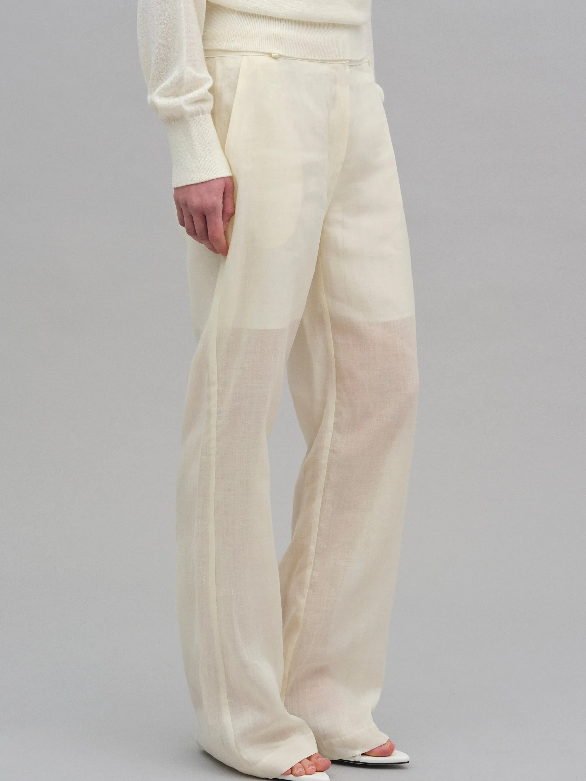 Arny Semi-Sheer Linen Pants, Ivory sold by Source Unknown product image thumbnail 2