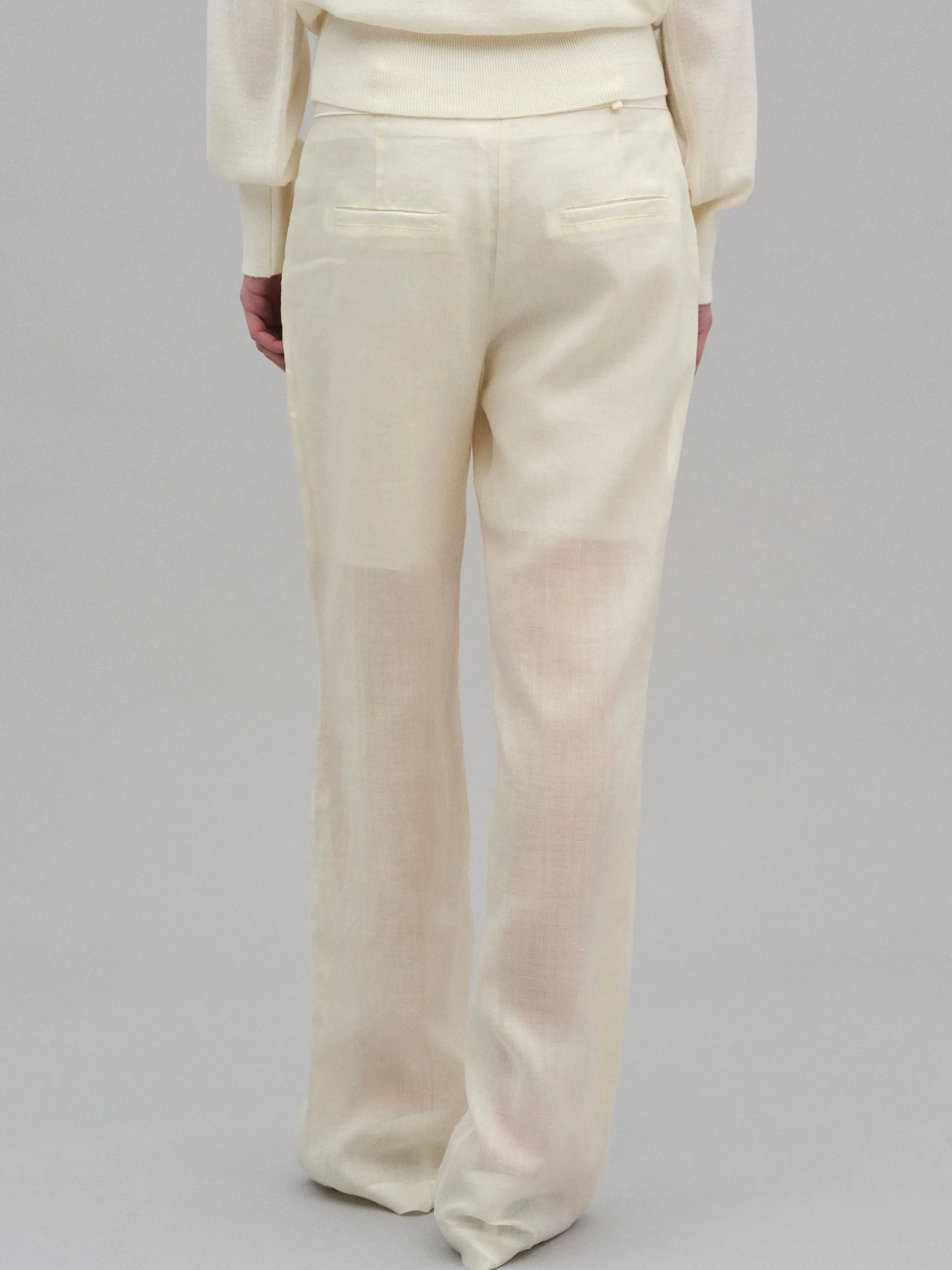 Arny Semi-Sheer Linen Pants, Ivory sold by Source Unknown product image thumbnail 4