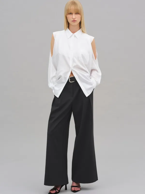 Baya Open Shoulder Fluid Shirt, White sold by Source Unknown