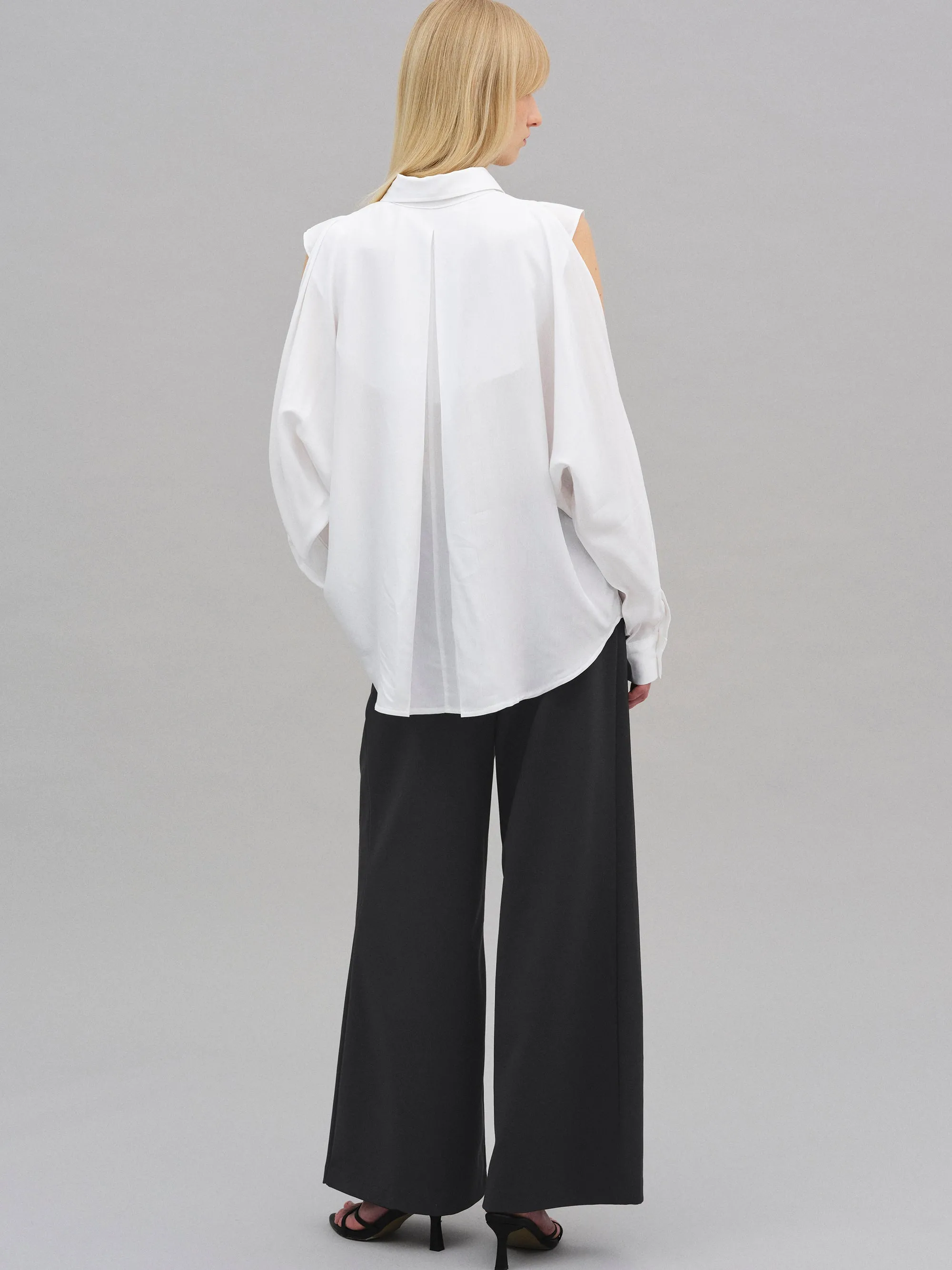 Baya Open Shoulder Fluid Shirt, White sold by Source Unknown product image thumbnail 3