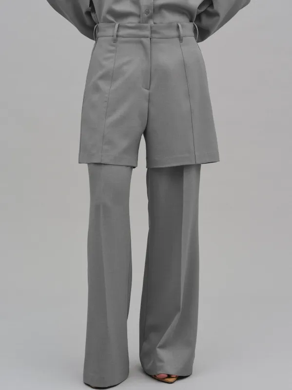 Calla Layered Trousers, Grey made by Source Unknown